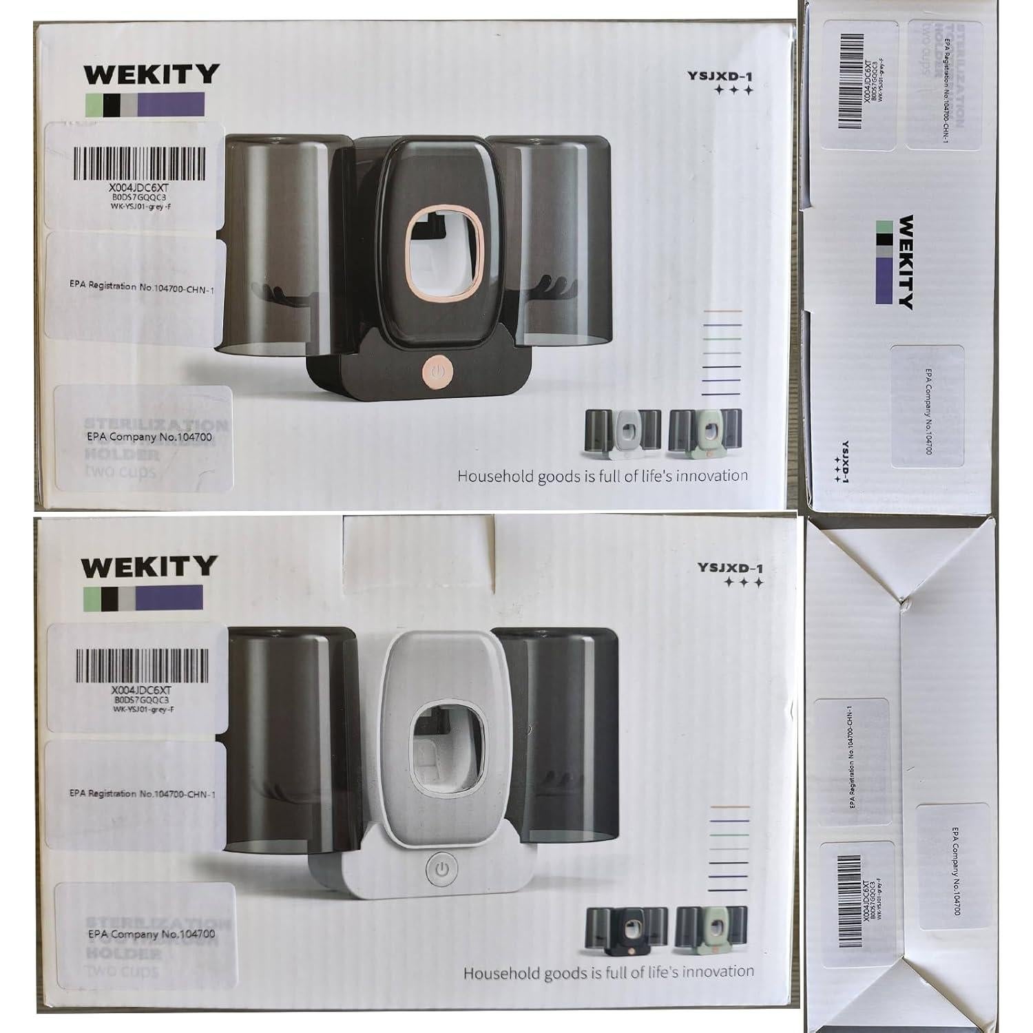 Soporte para Cepillos de Dientes Wekity Gris con Dispensador