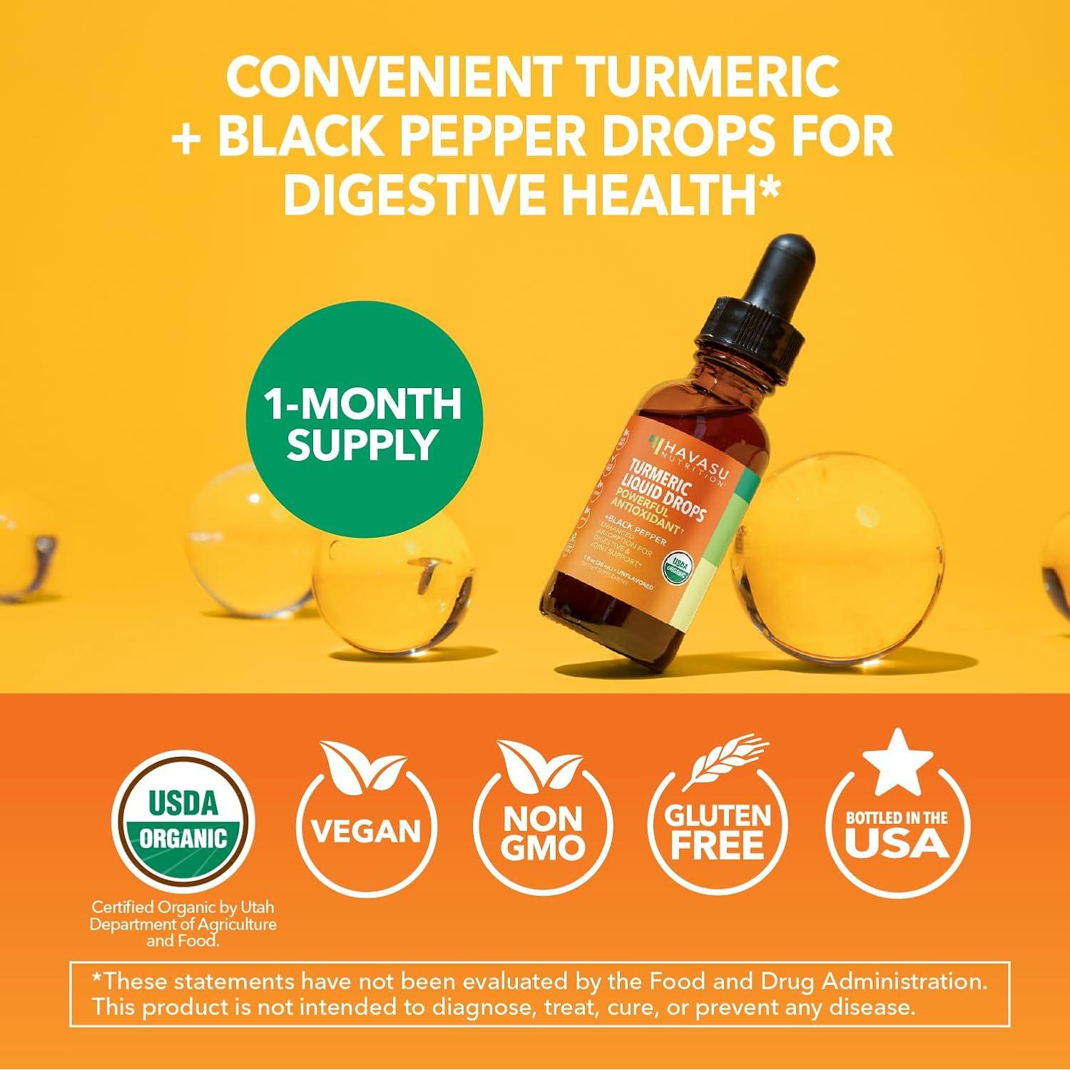 Suplemento Líquido de Cúrcuma Orgánica Havasu - 1000mg Curcumina