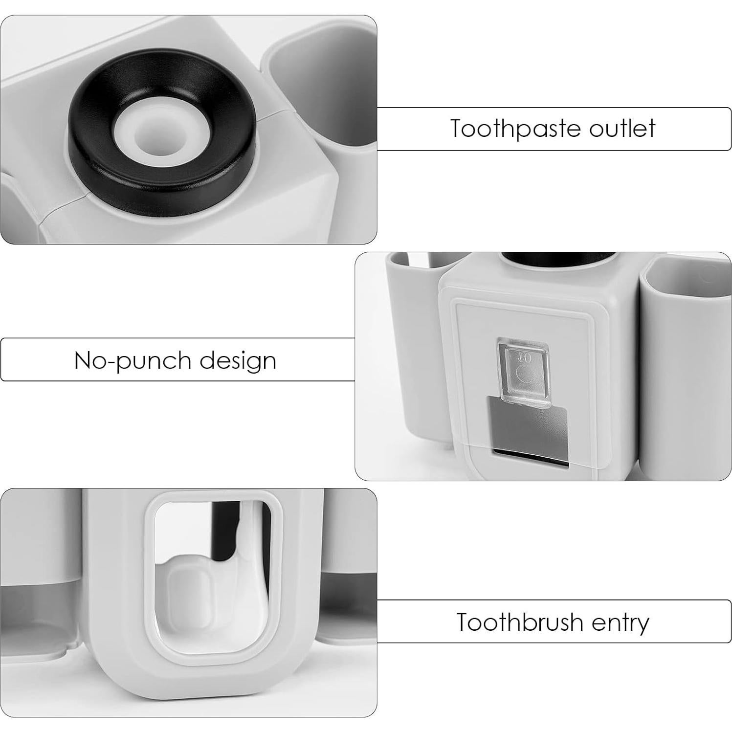Soporte para Cepillos de Dientes DODAMOUR Gris con Dispensador Automático