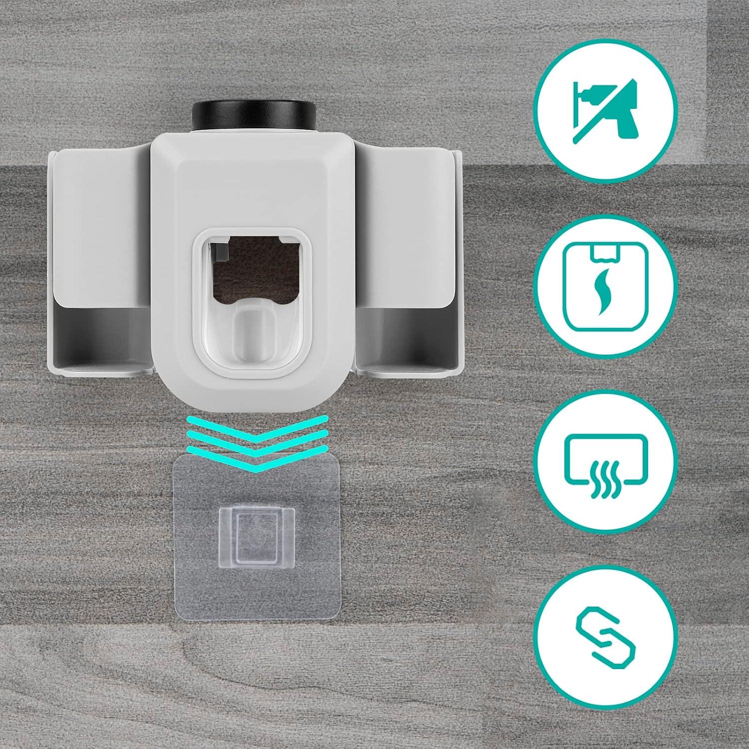 Soporte para Cepillos de Dientes DODAMOUR Gris con Dispensador Automático