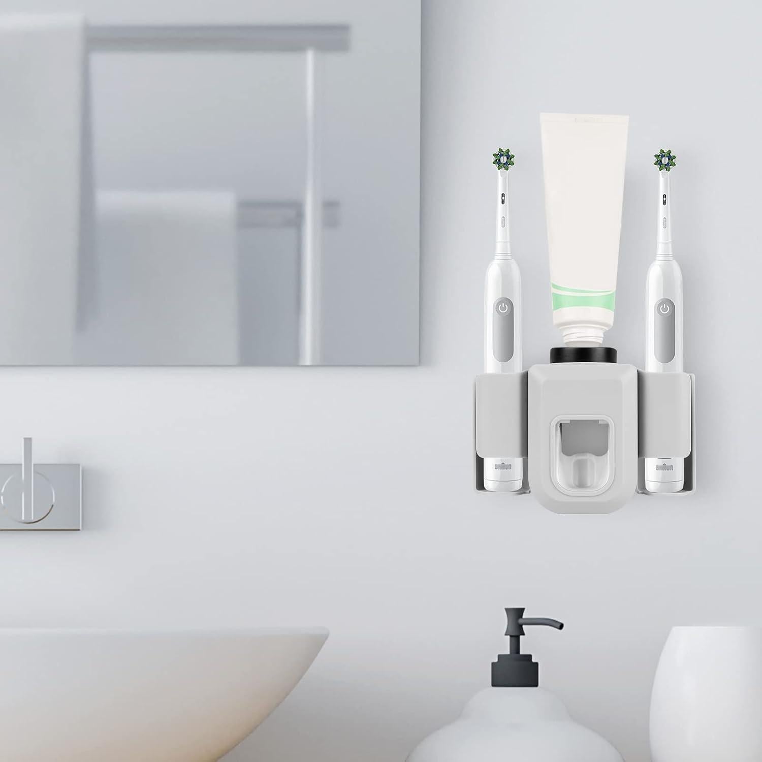 Soporte para Cepillos de Dientes DODAMOUR Gris con Dispensador Automático
