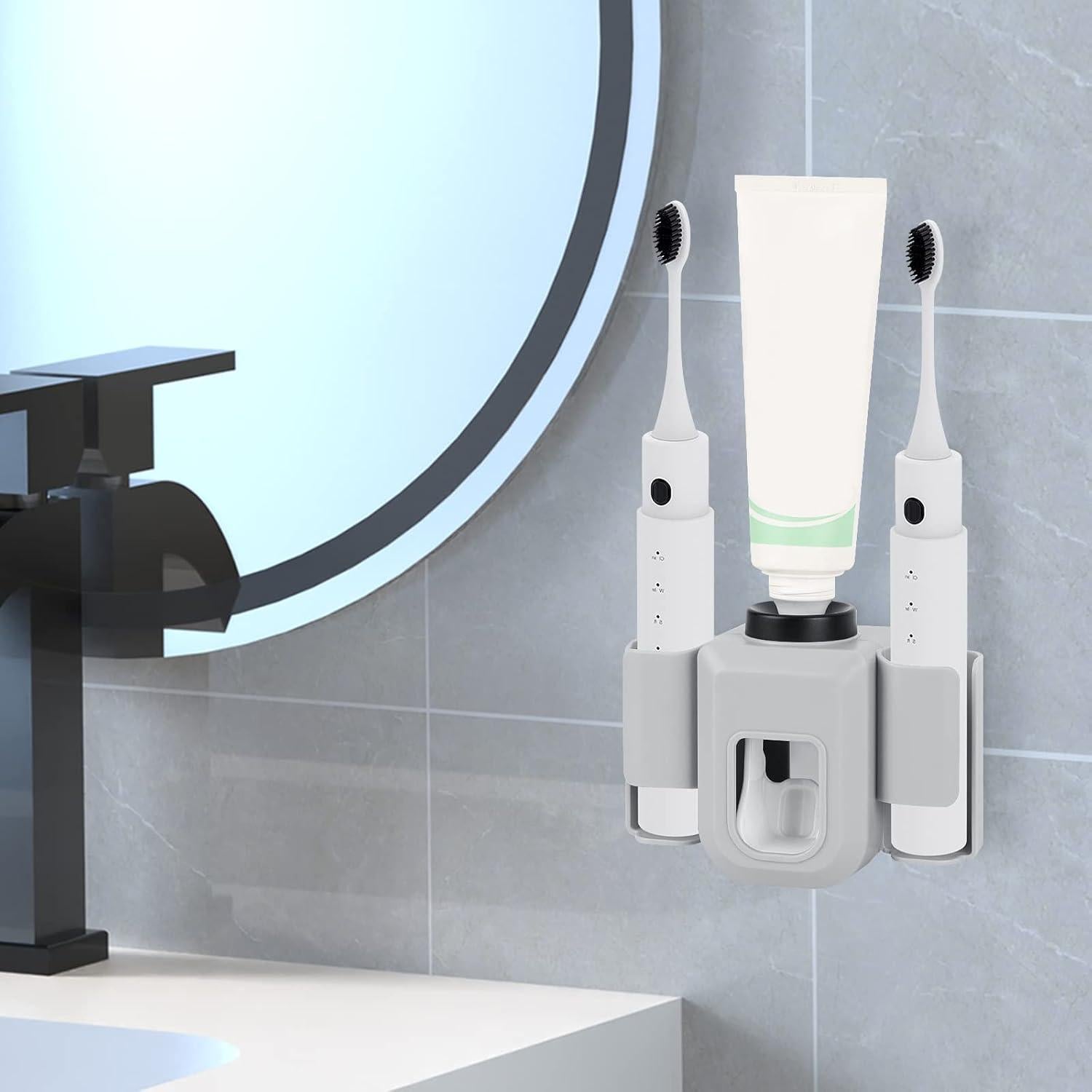 Soporte para Cepillos de Dientes DODAMOUR Gris con Dispensador Automático