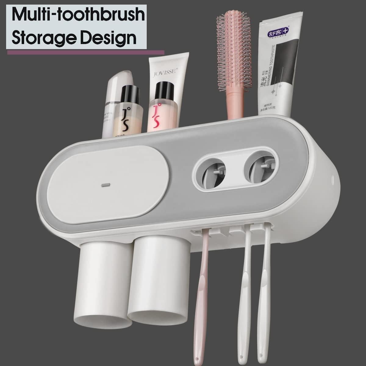 Dispensador Automático de Pasta de Dientes TMbsfatn Gris 2 Tazas