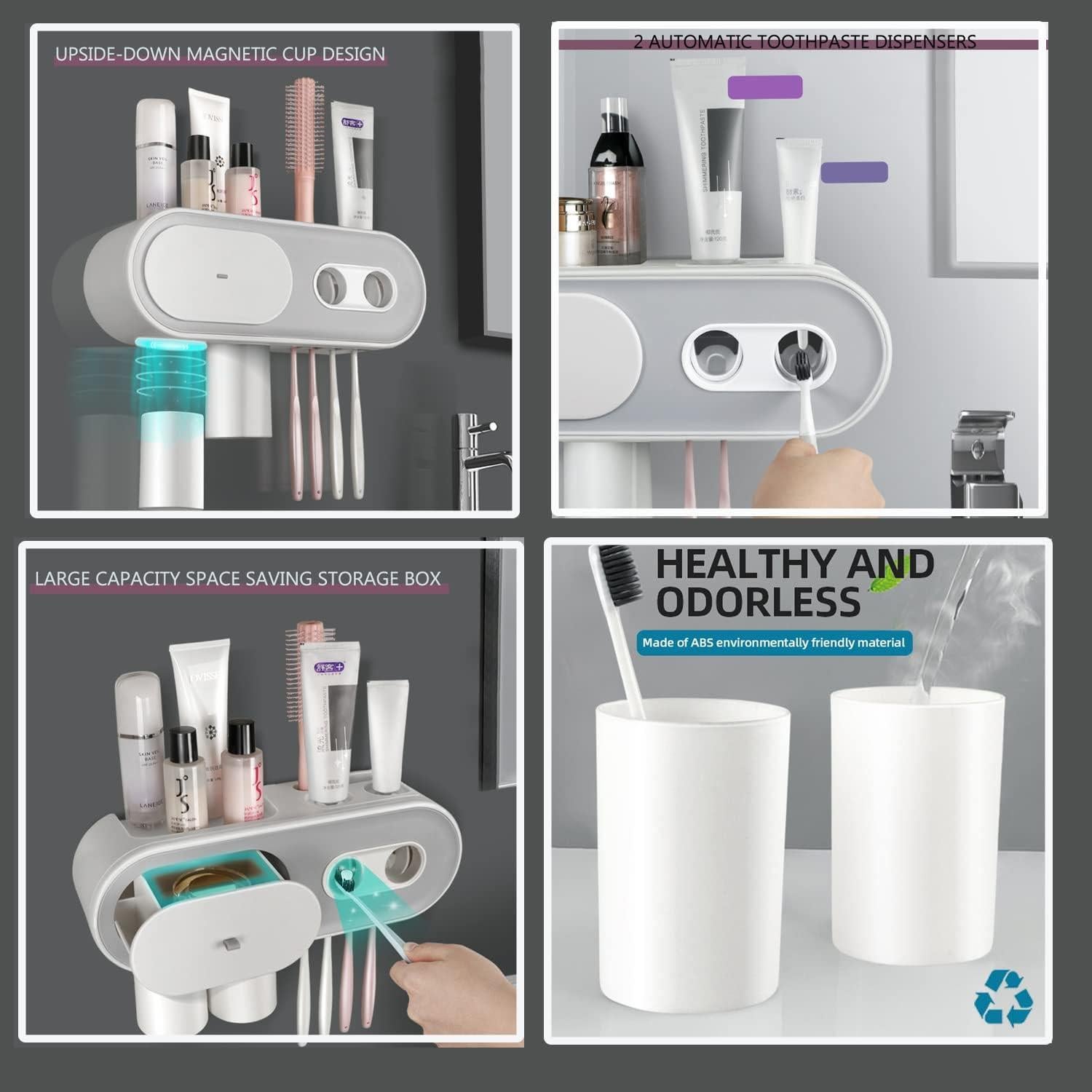 Dispensador Automático de Pasta de Dientes TMbsfatn Gris 2 Tazas