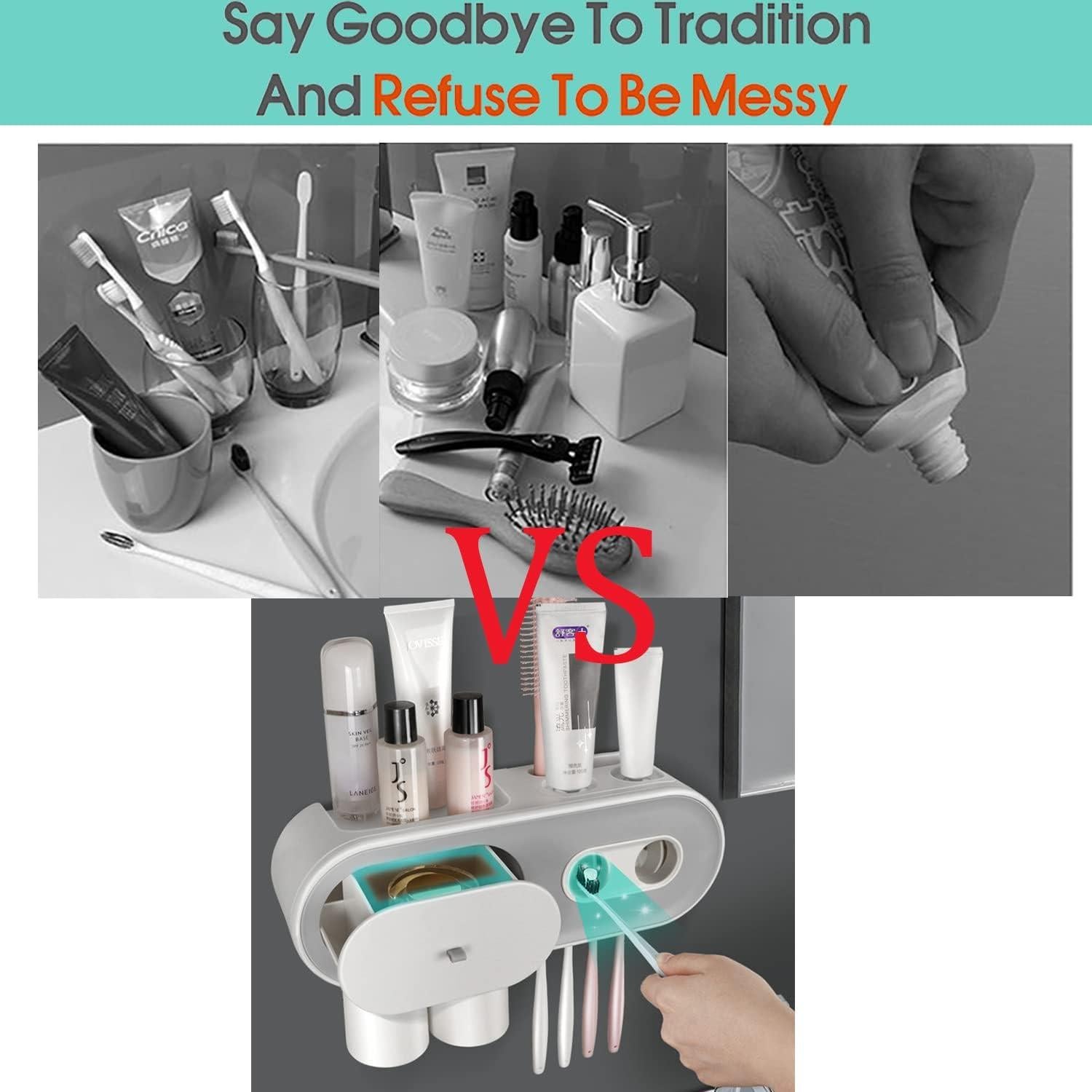 Dispensador Automático de Pasta de Dientes TMbsfatn Gris 2 Tazas