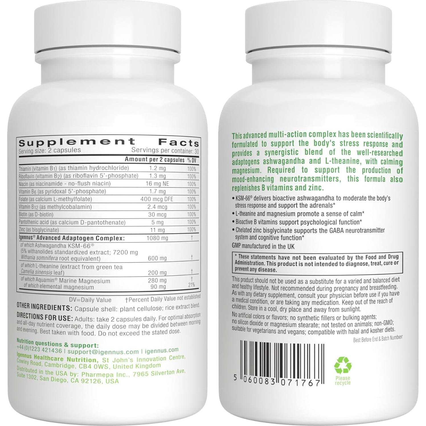 Complejo de Alivio del Estrés Igennus 60 Cápsulas Veganas