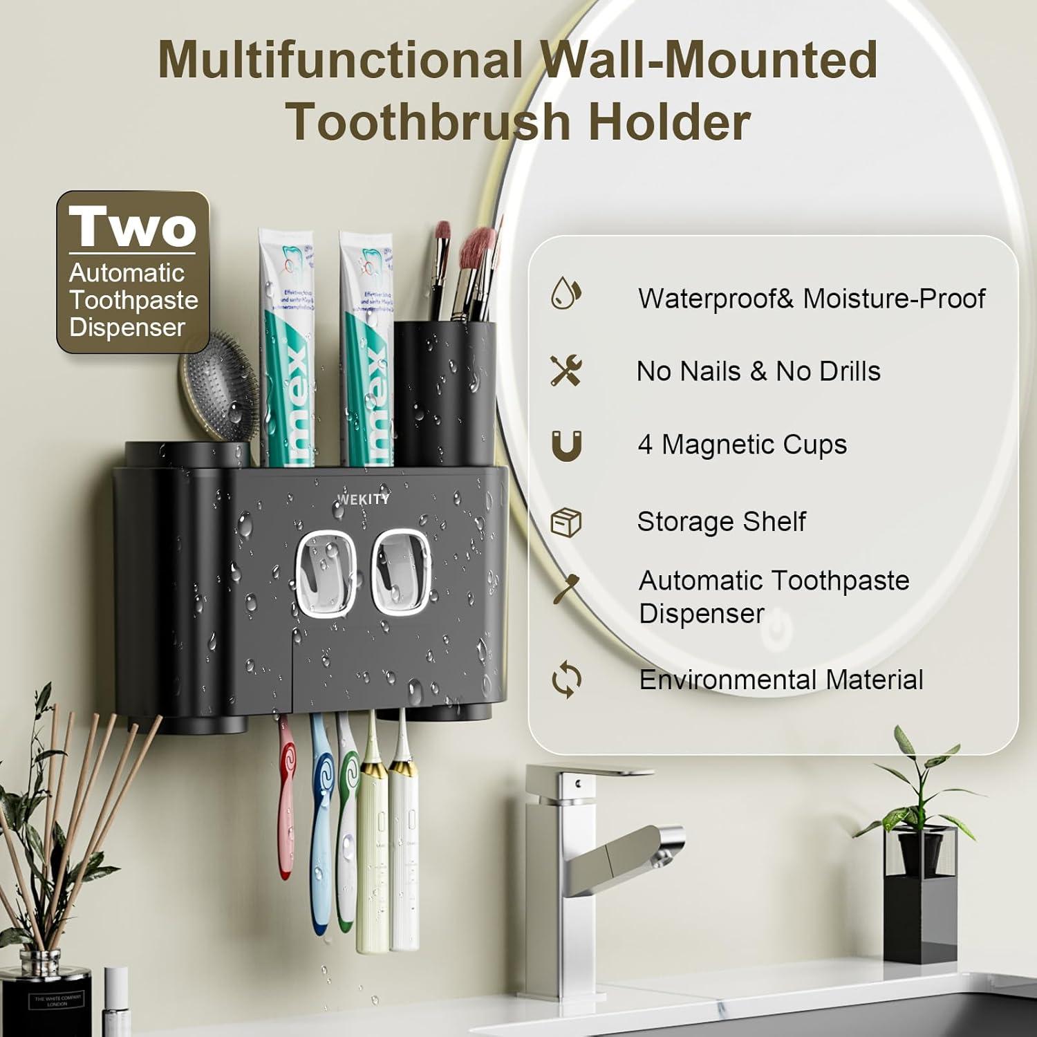 Soporte para Cepillos de Dientes Wekity con Dispensador Automático