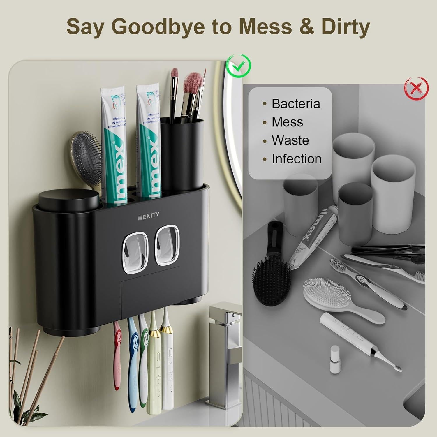 Soporte para Cepillos de Dientes Wekity con Dispensador Automático
