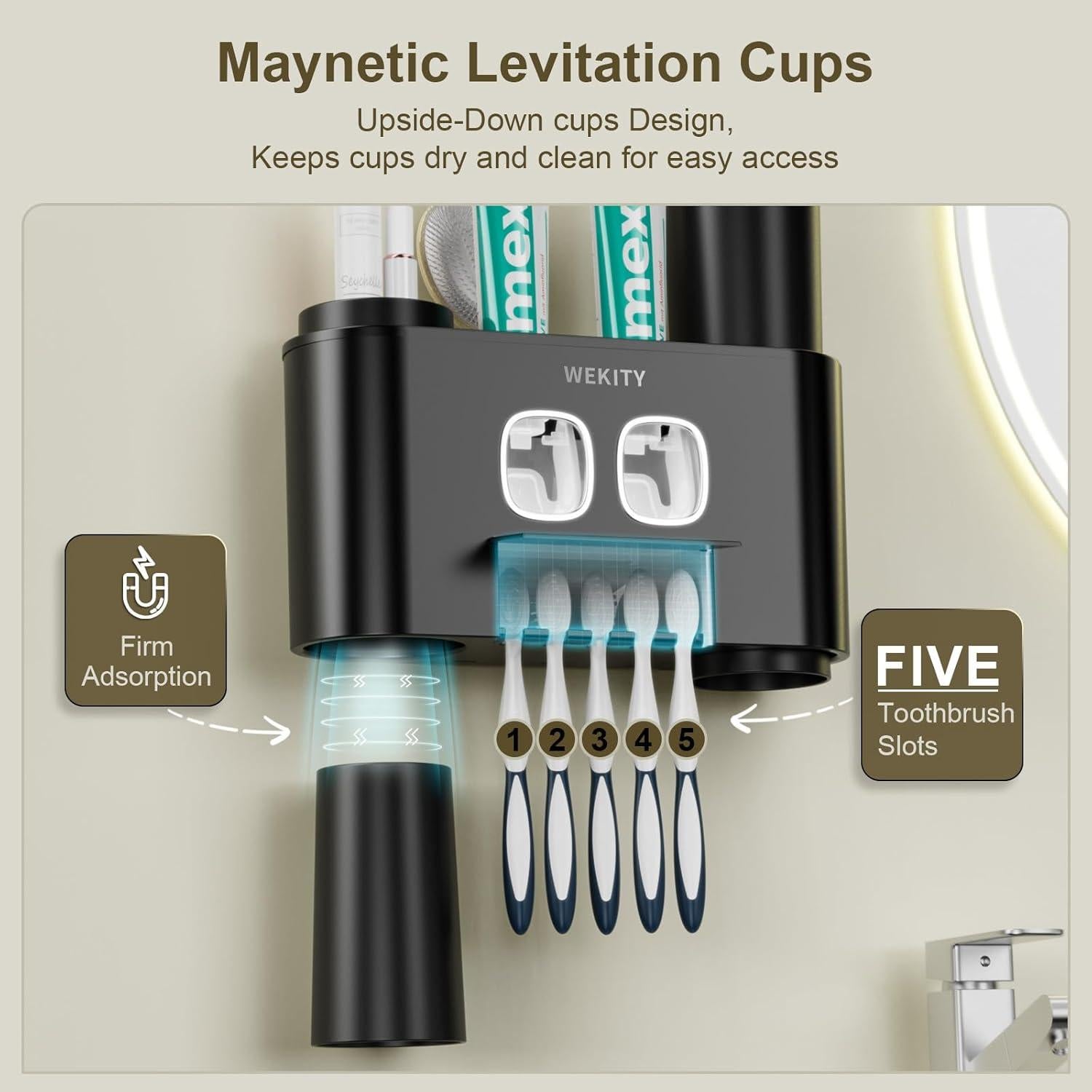 Soporte para Cepillos de Dientes Wekity con Dispensador Automático