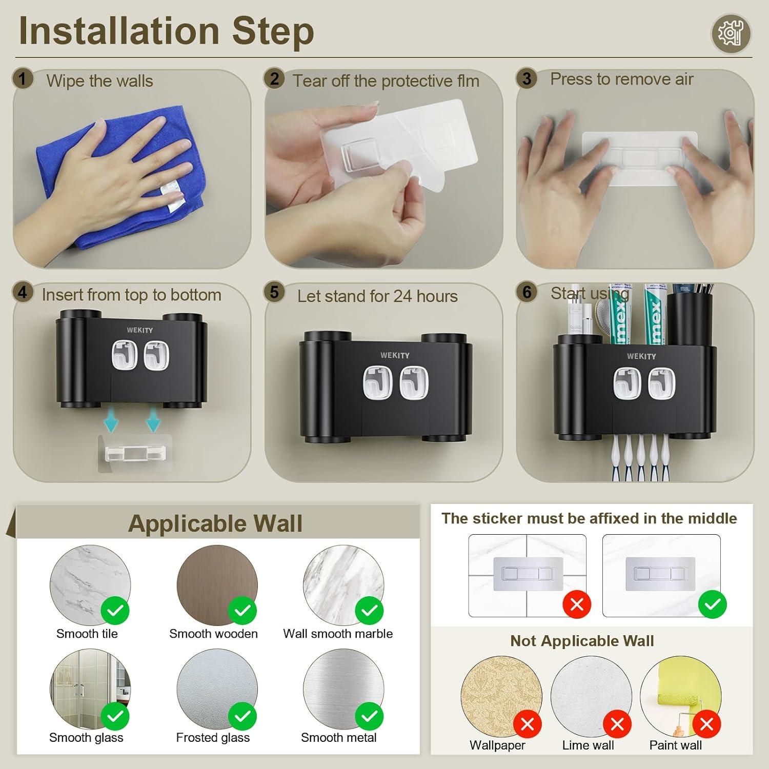 Soporte para Cepillos de Dientes Wekity con Dispensador Automático