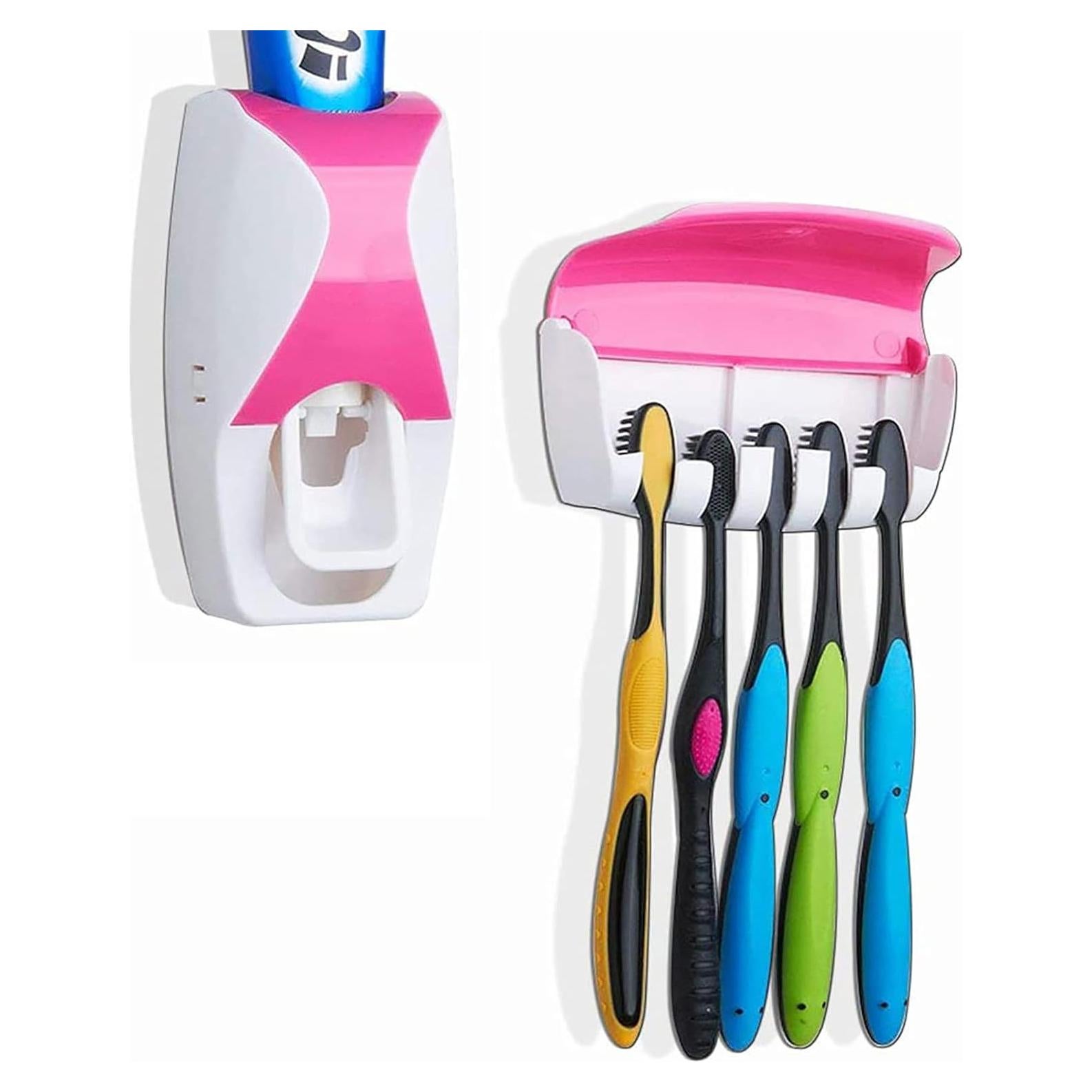 Dispensador Automático de Pasta de Dientes UpTuoLi Rosa con Soporte