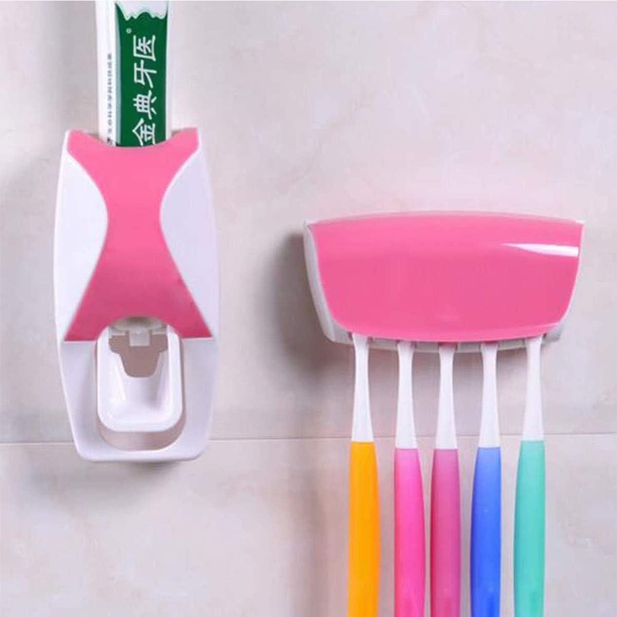 Dispensador Automático de Pasta de Dientes UpTuoLi Rosa con Soporte