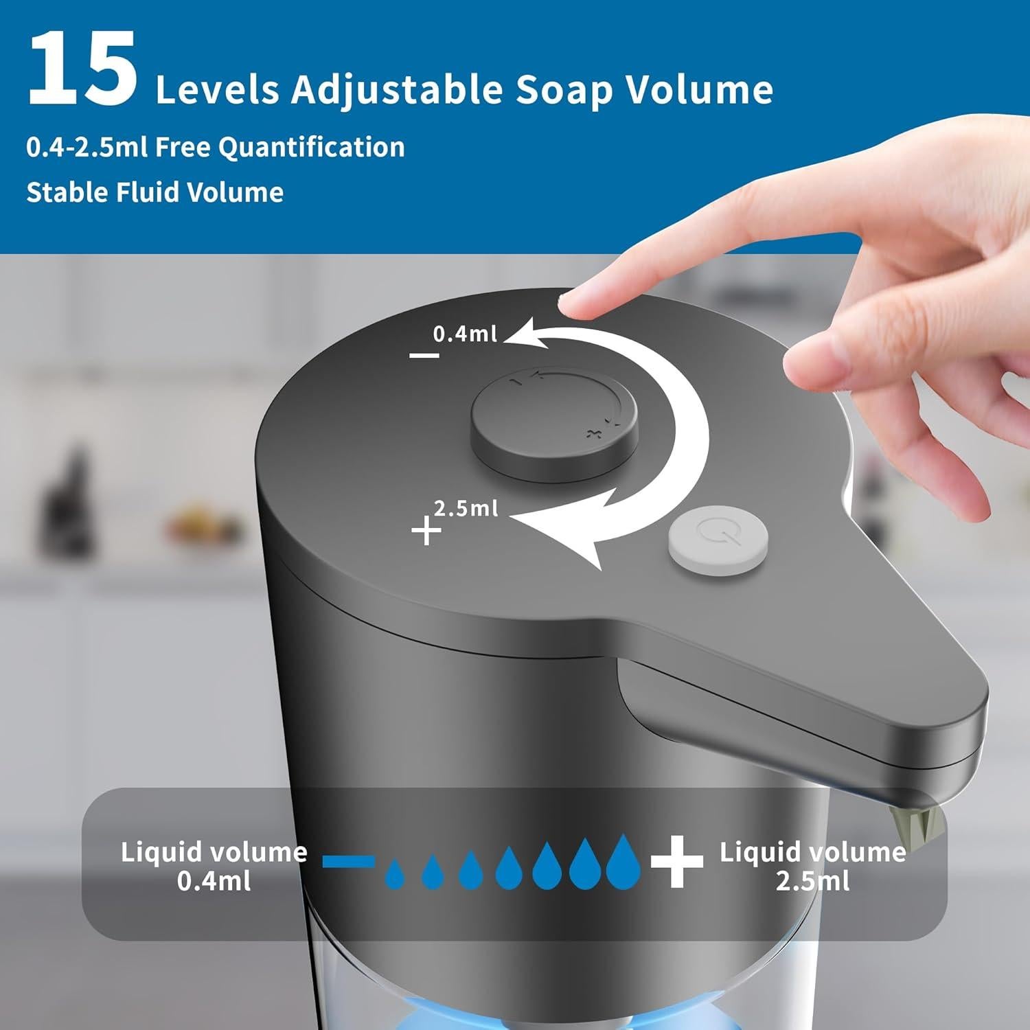 Dispensador de Jabón Automático Aunmaon Negro Mate 2.5ml