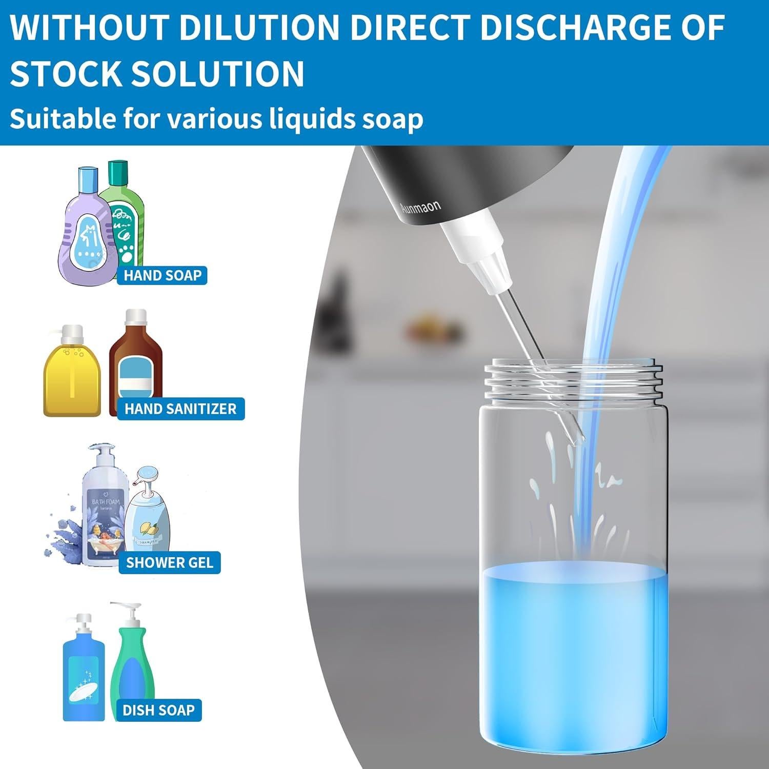 Dispensador de Jabón Automático Aunmaon Negro Mate 2.5ml