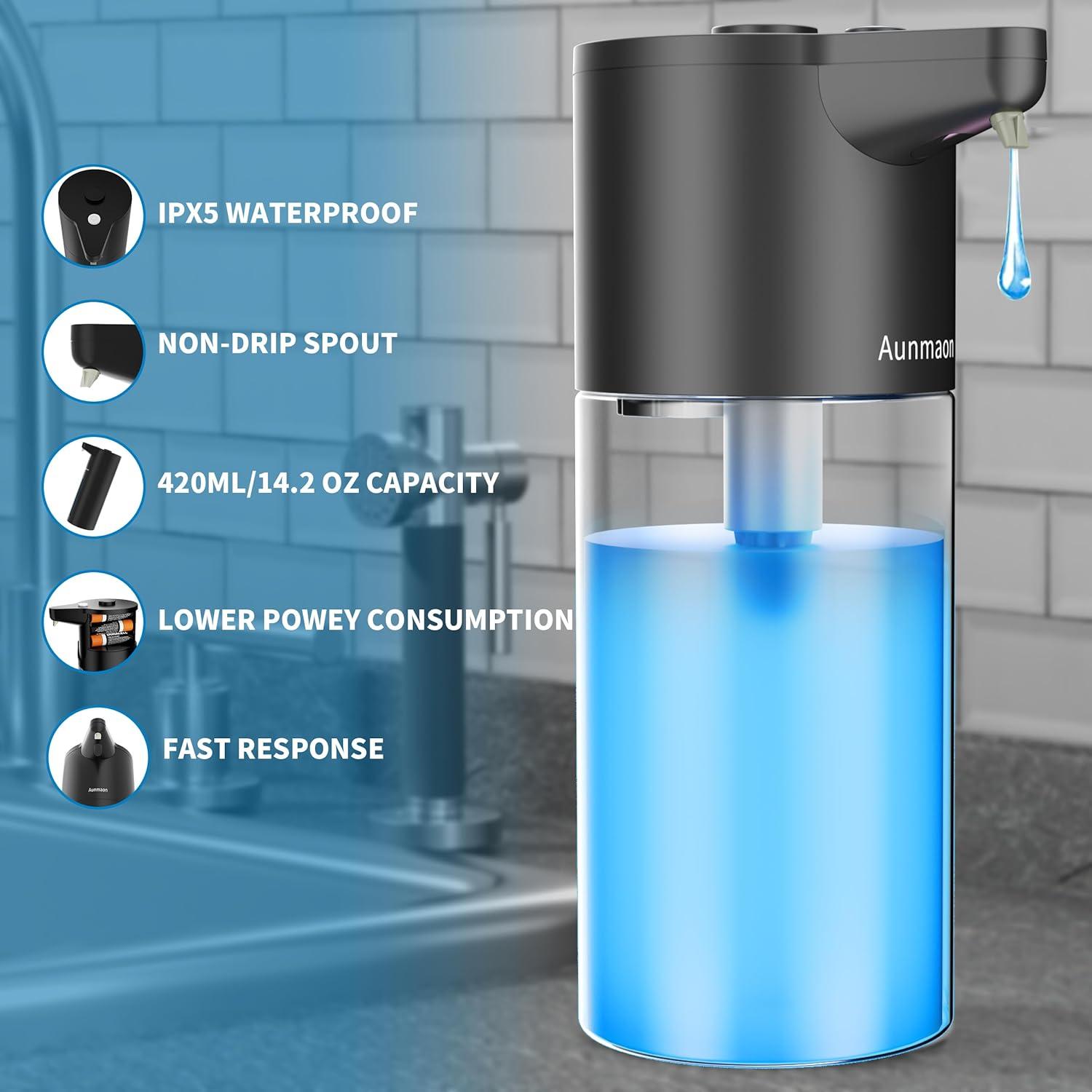 Dispensador de Jabón Automático Aunmaon Negro Mate 2.5ml