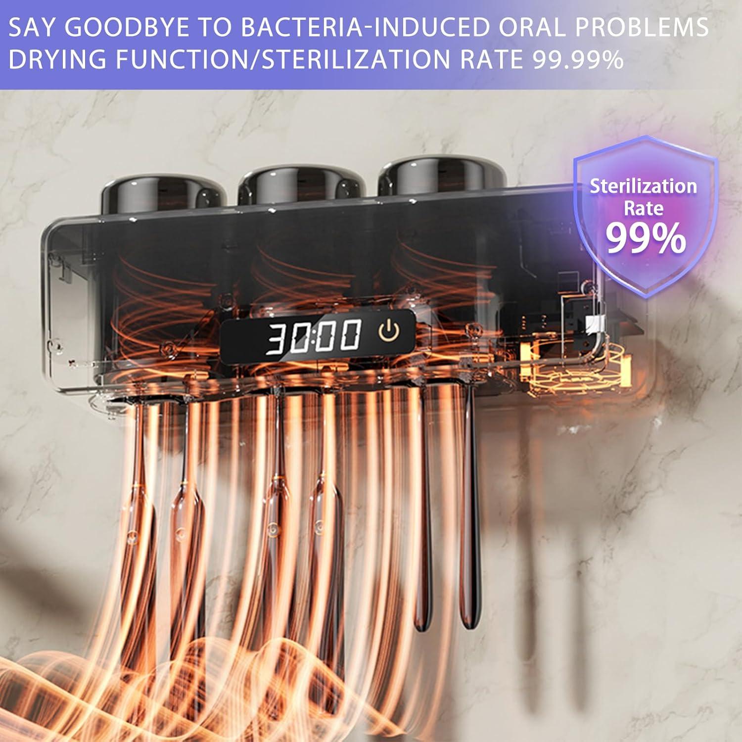 Soporte para Cepillos de Dientes Wekity con Secado y Limpieza