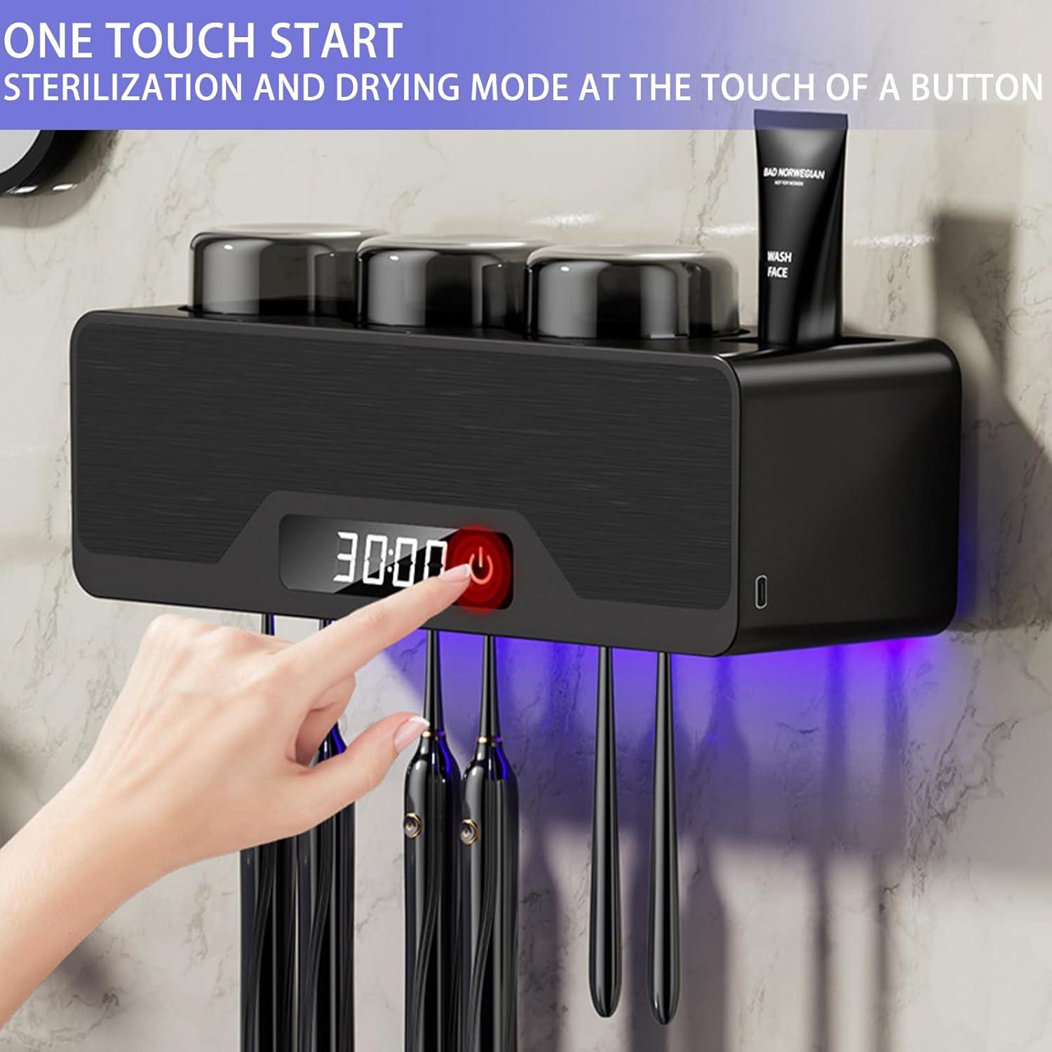 Soporte para Cepillos de Dientes Wekity con Secado y Limpieza