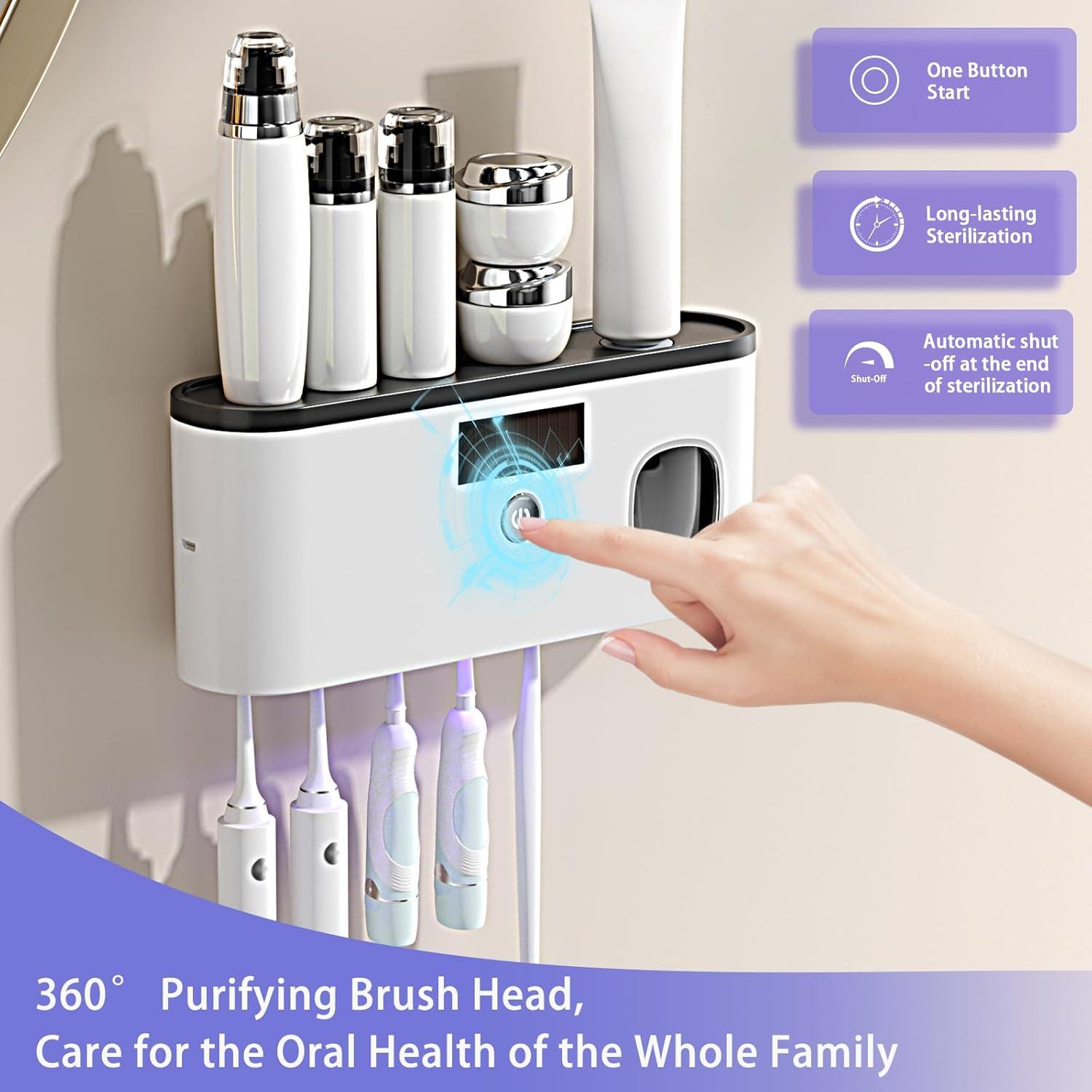 Soporte para Cepillos de Dientes Wekity con Carga Solar y Dispensador