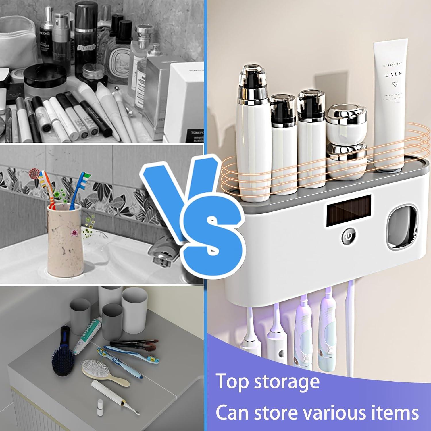 Soporte para Cepillos de Dientes Wekity con Carga Solar y Dispensador