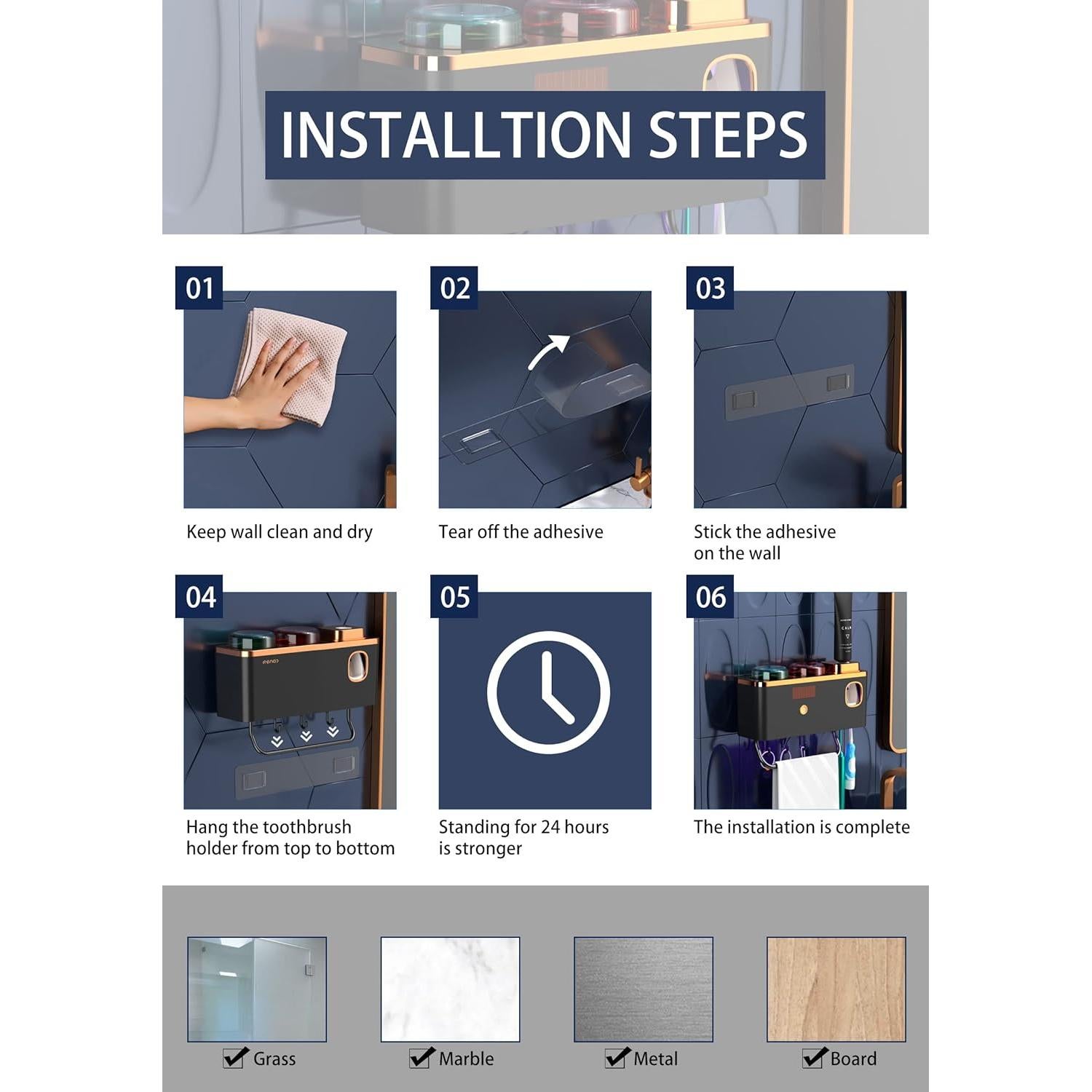 Soporte para Cepillos de Dientes Bailinna con Dispensador Solar