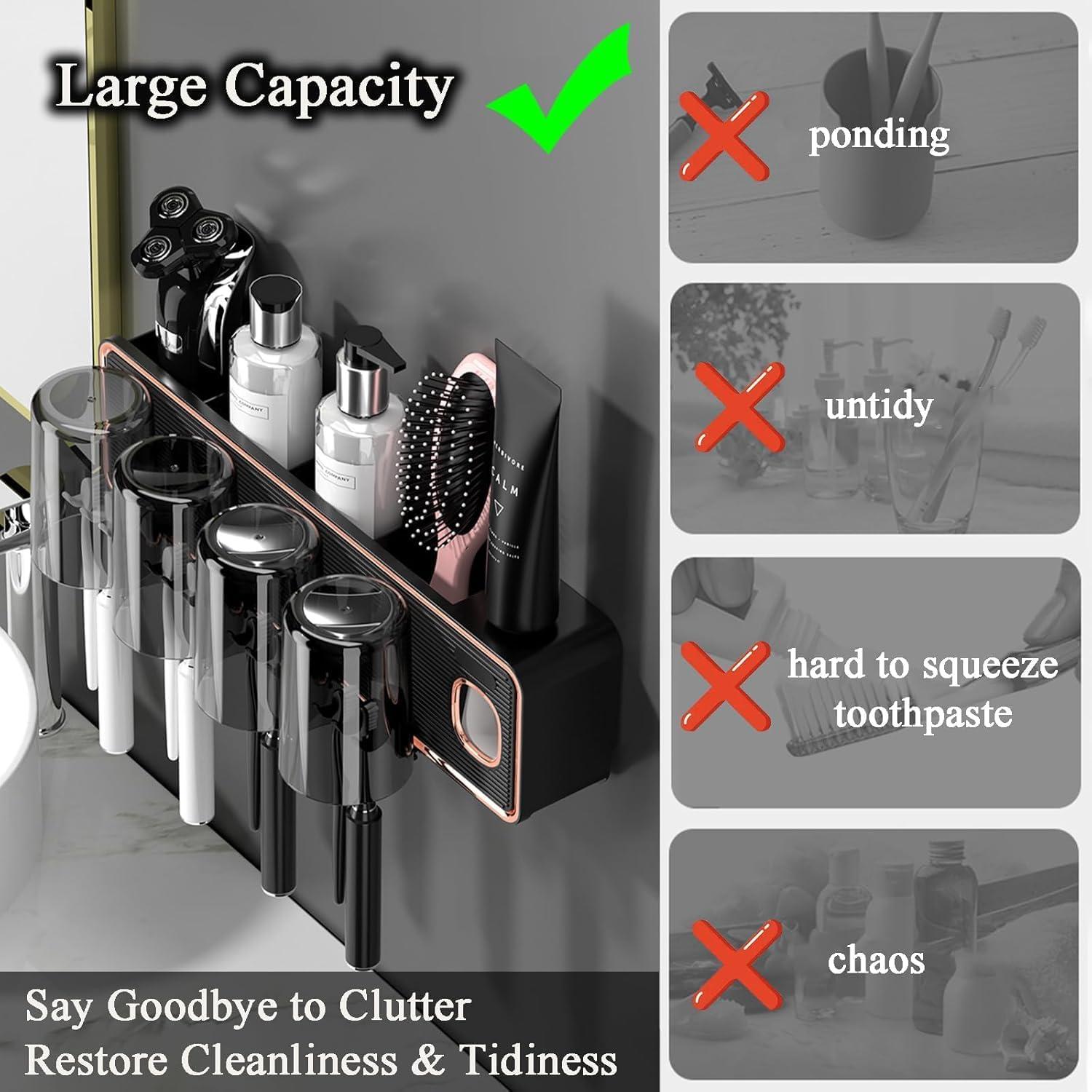 Soporte para Cepillos de Dientes Wekity Negro con Dispensador