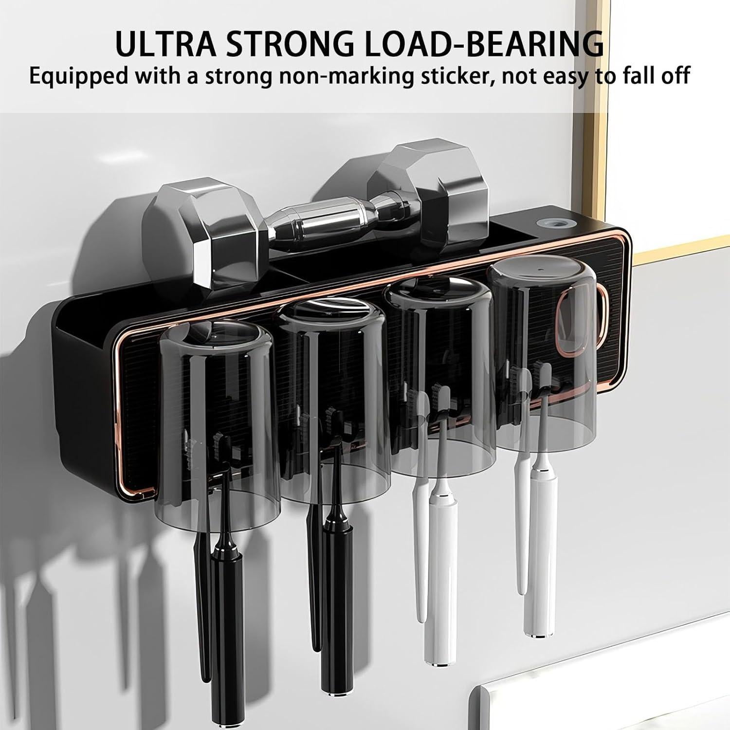 Soporte para Cepillos de Dientes Wekity Negro con Dispensador