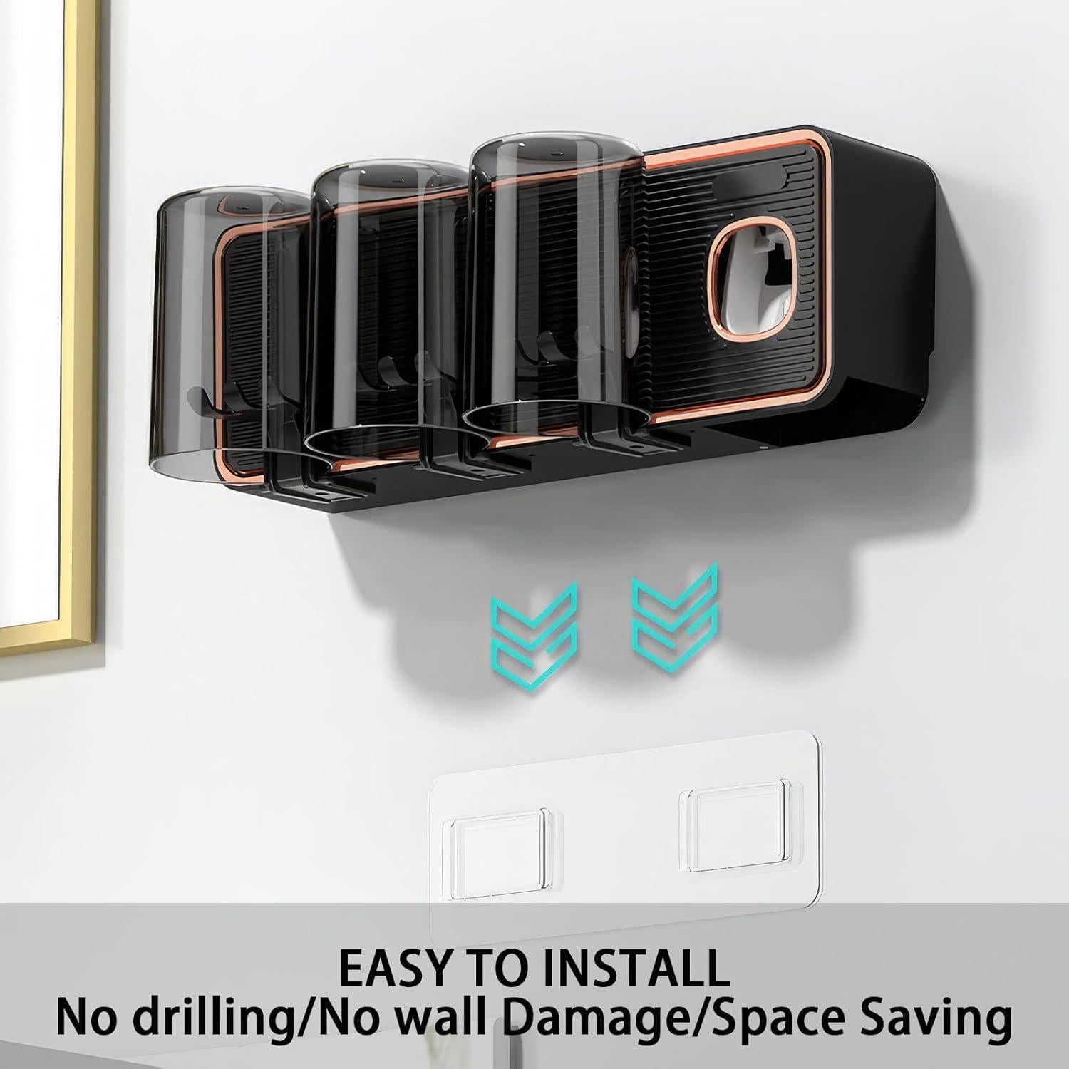 Soporte para Cepillos de Dientes Wekity Negro con Dispensador