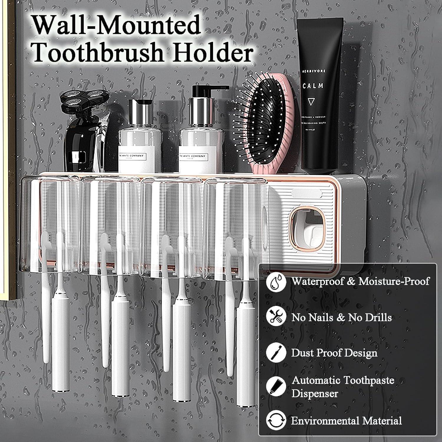 Soporte para Cepillos de Dientes Wekity Negro con Dispensador