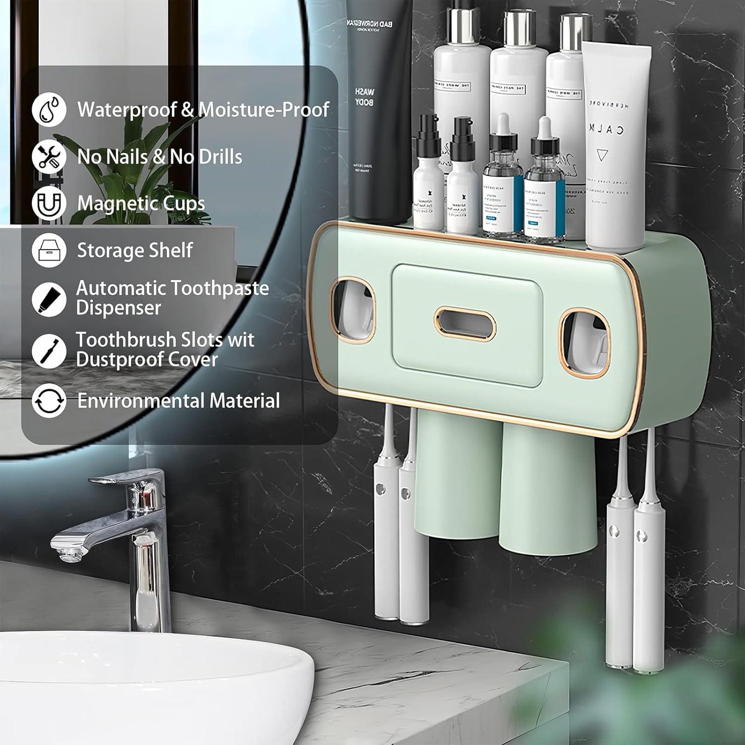 Soporte para Cepillos de Dientes Wekity Verde con Dispensador