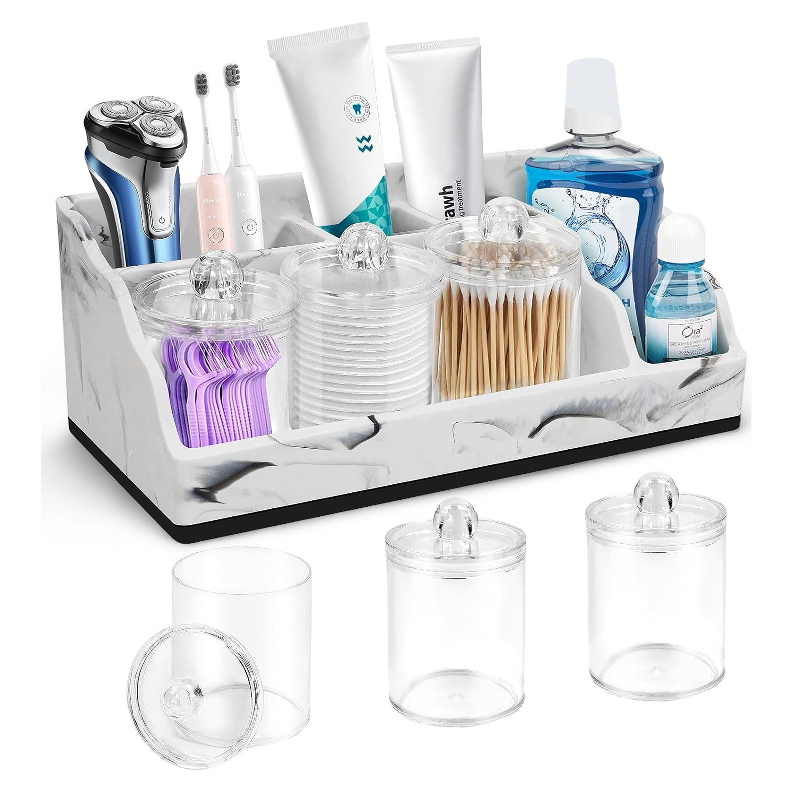 Organizador de Baño MSBRCH de Mármol Blanco con Dispensador 3PCS