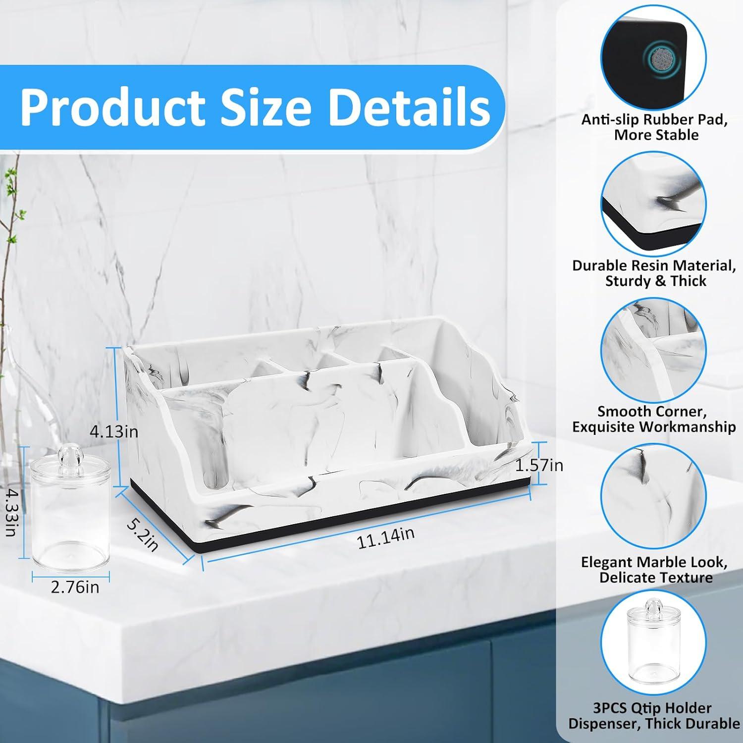 Organizador de Baño MSBRCH de Mármol Blanco con Dispensador 3PCS