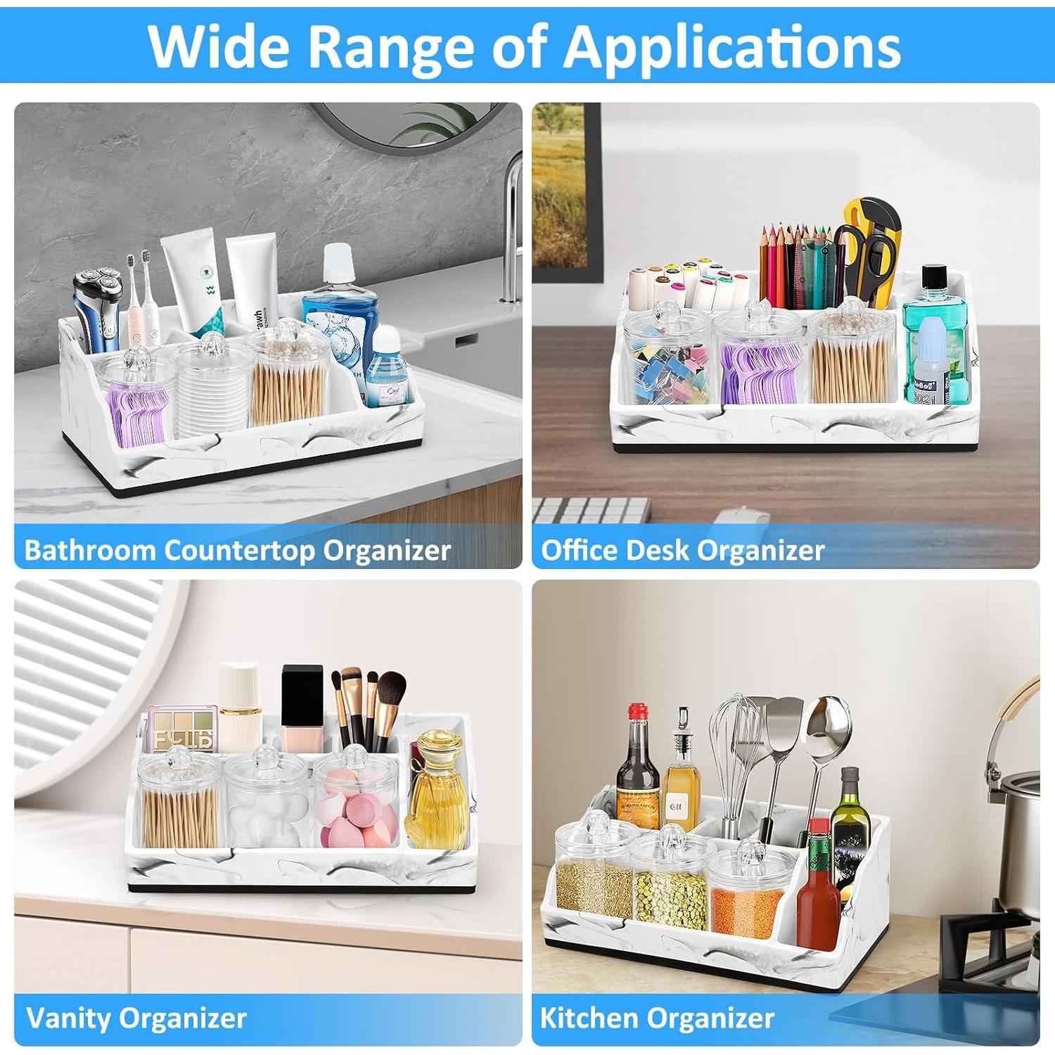 Organizador de Baño MSBRCH de Mármol Blanco con Dispensador 3PCS