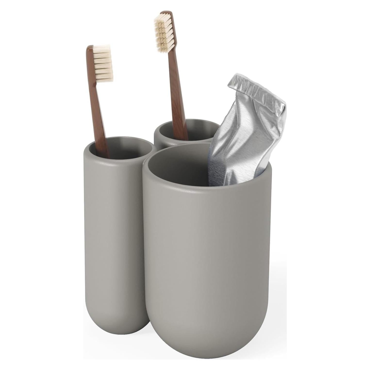 Soporte para Cepillos de Dientes Umbra Touch Gris - 3 Compartimentos
