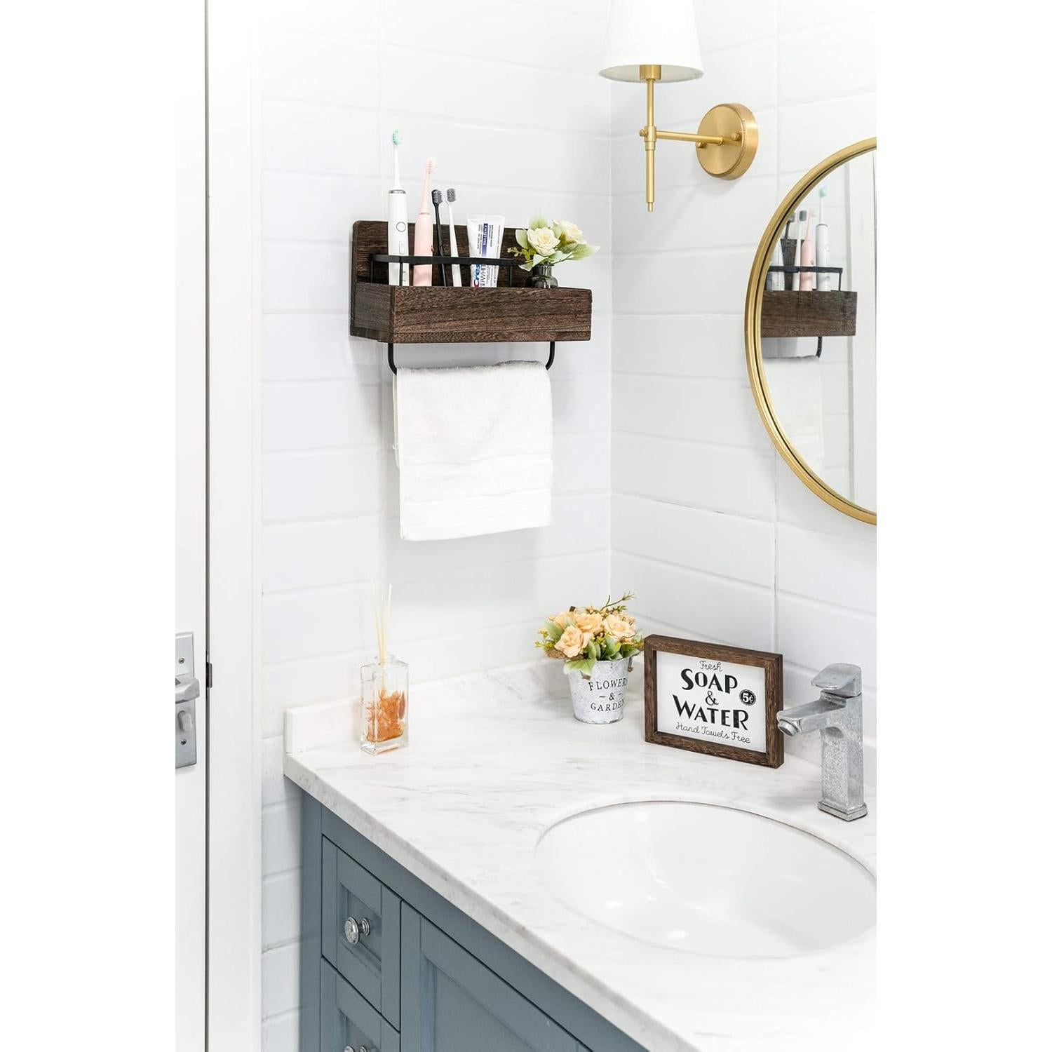 Soporte de Cepillos de Dientes Dahey de Madera con Dispensador