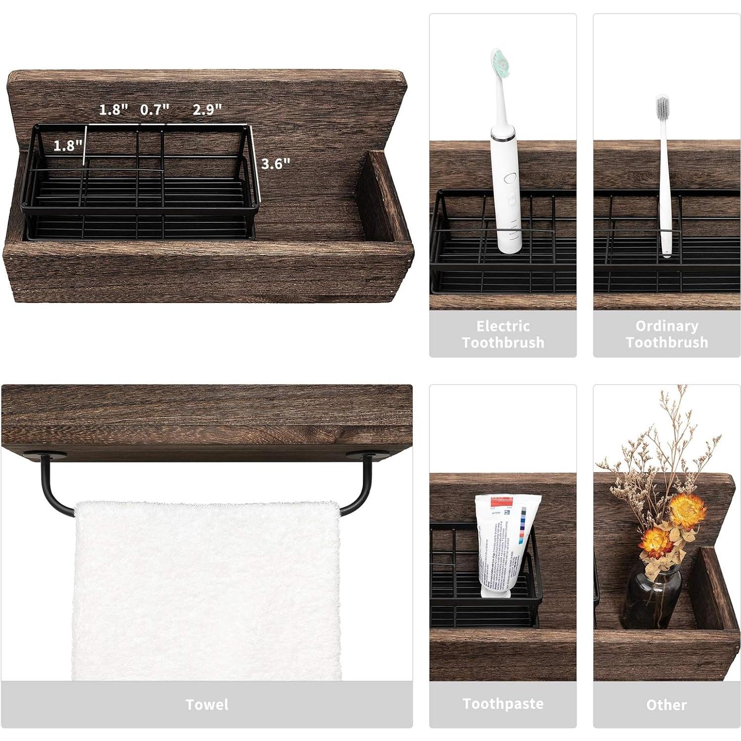 Soporte de Cepillos de Dientes Dahey de Madera con Dispensador