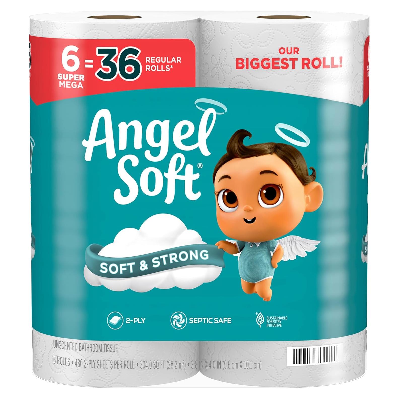 Papel Higiénico Angel Soft Súper Mega 6 Rollos 480 Hojas