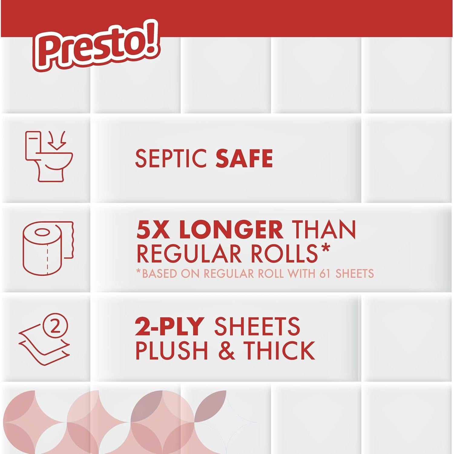 Papel Higiénico Ultra Fuerte Presto! 24 Rollos Mega 308 Hojas