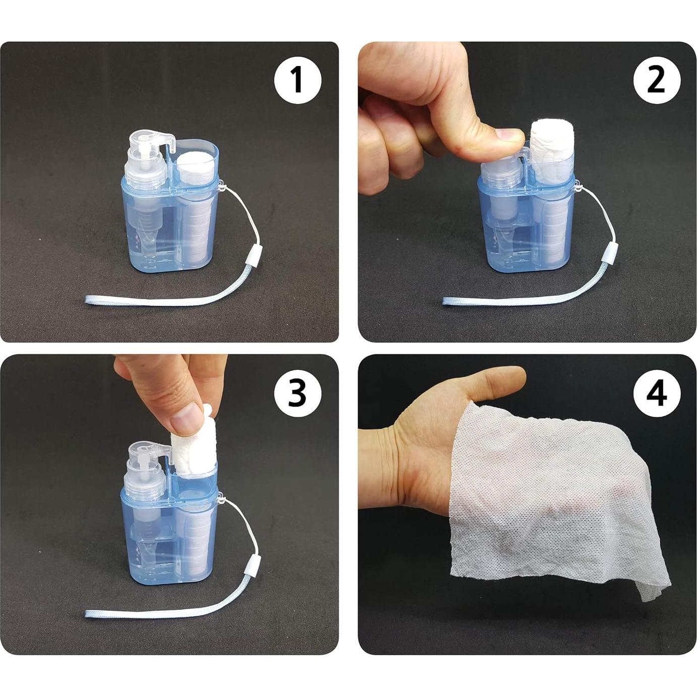 Dispensador de Toallas Comprimidas para Camping - 5 Toallitas