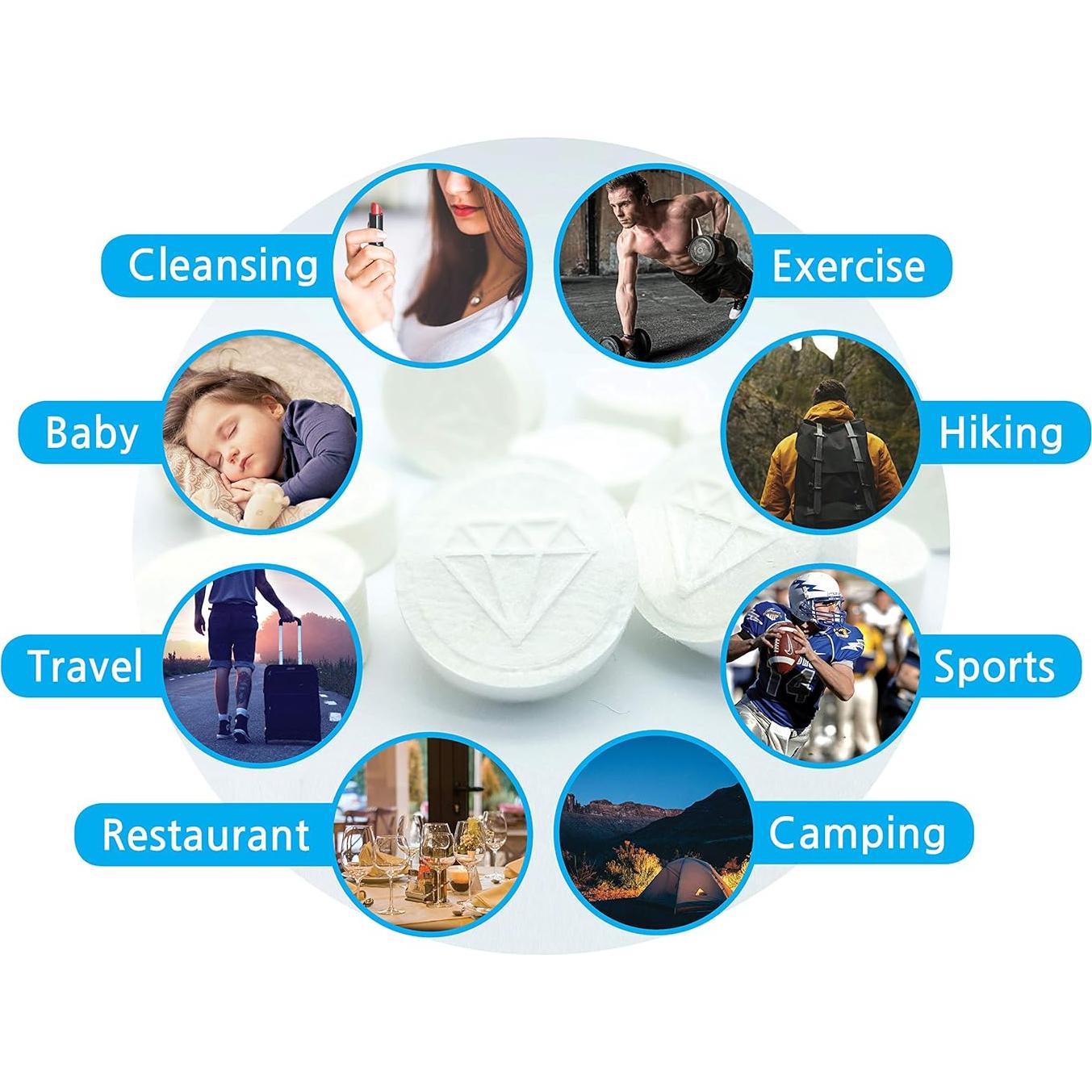 Dispensador de Toallas Comprimidas para Camping - 5 Toallitas