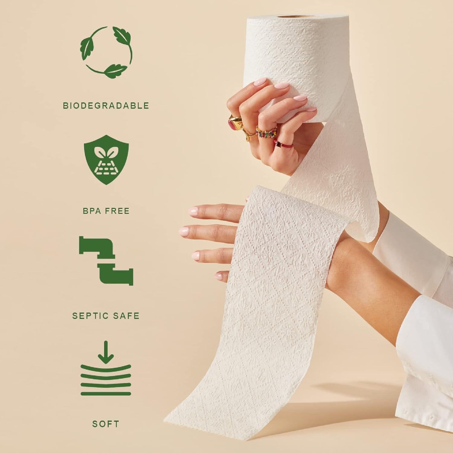 Papel Higiénico Caboo Libre de Árboles 4 Rollos Dobles 300 Hojas