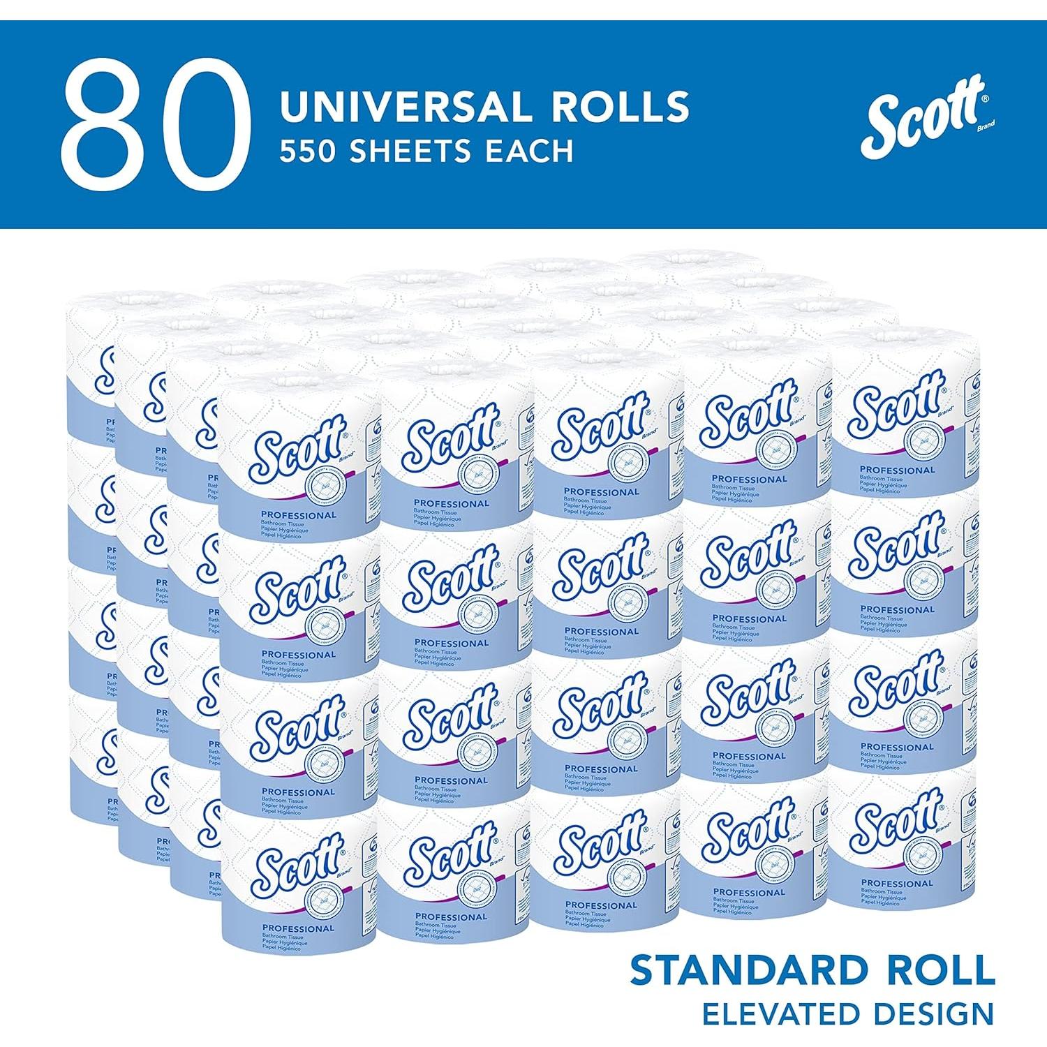 Papel Higiénico Scott Profesional 2 Capas Blanco 80 Rollos