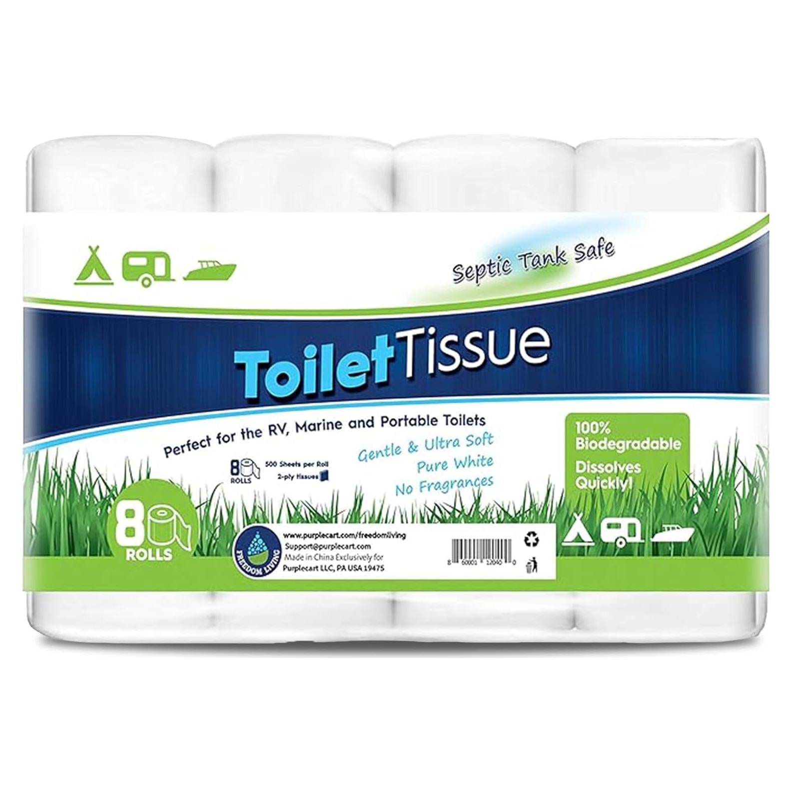 Papel Higiénico Biodegradable Freedom Living 8 Rollos 500 Hojas