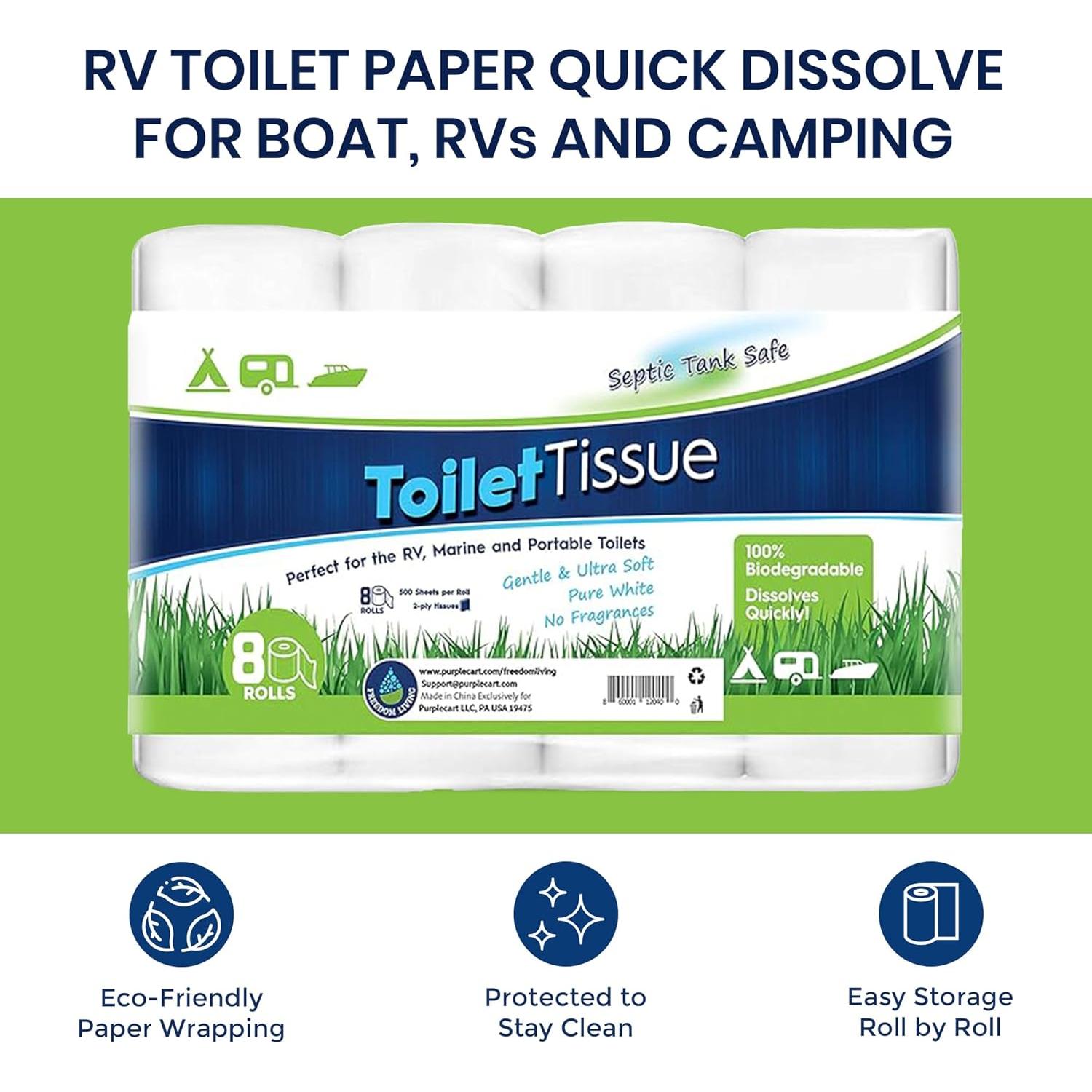 Papel Higiénico Biodegradable Freedom Living 8 Rollos 500 Hojas