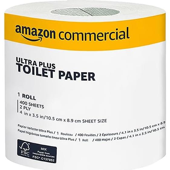 Papel Higiénico Ultra Plus AmazonCommercial 2 Capas 80 Rollos