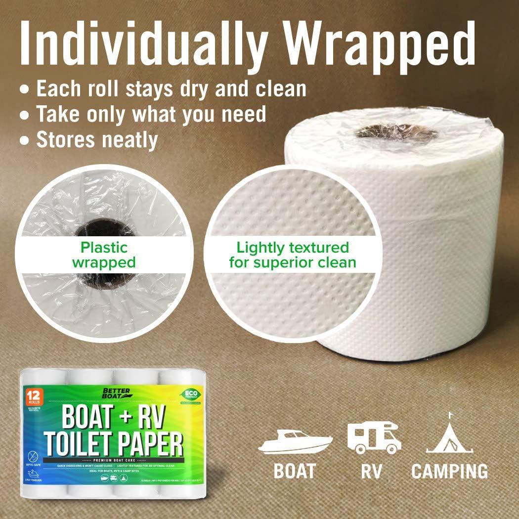 Papel Higiénico Biodegradable 2 Capas para Barcos y RV - 12 Rollos