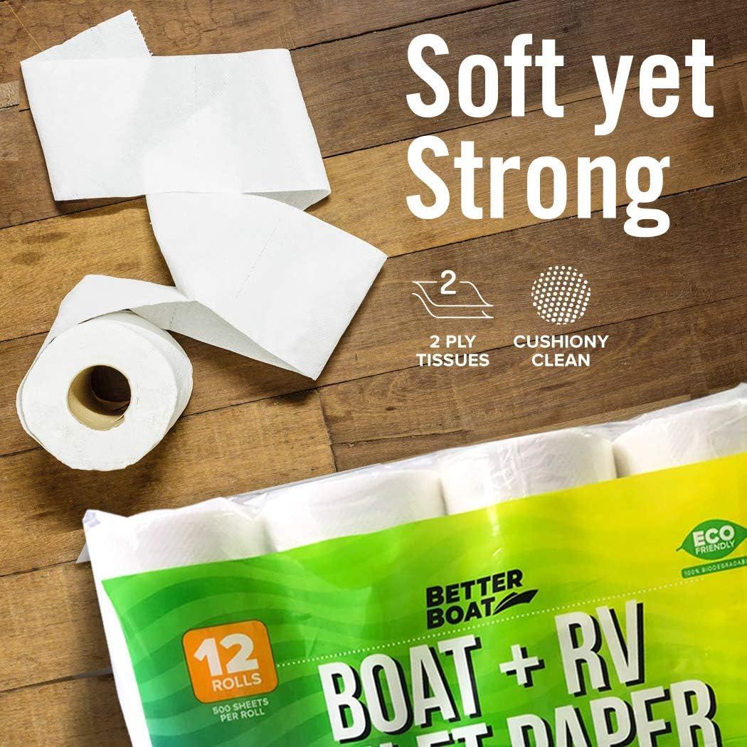 Papel Higiénico Biodegradable 2 Capas para Barcos y RV - 12 Rollos