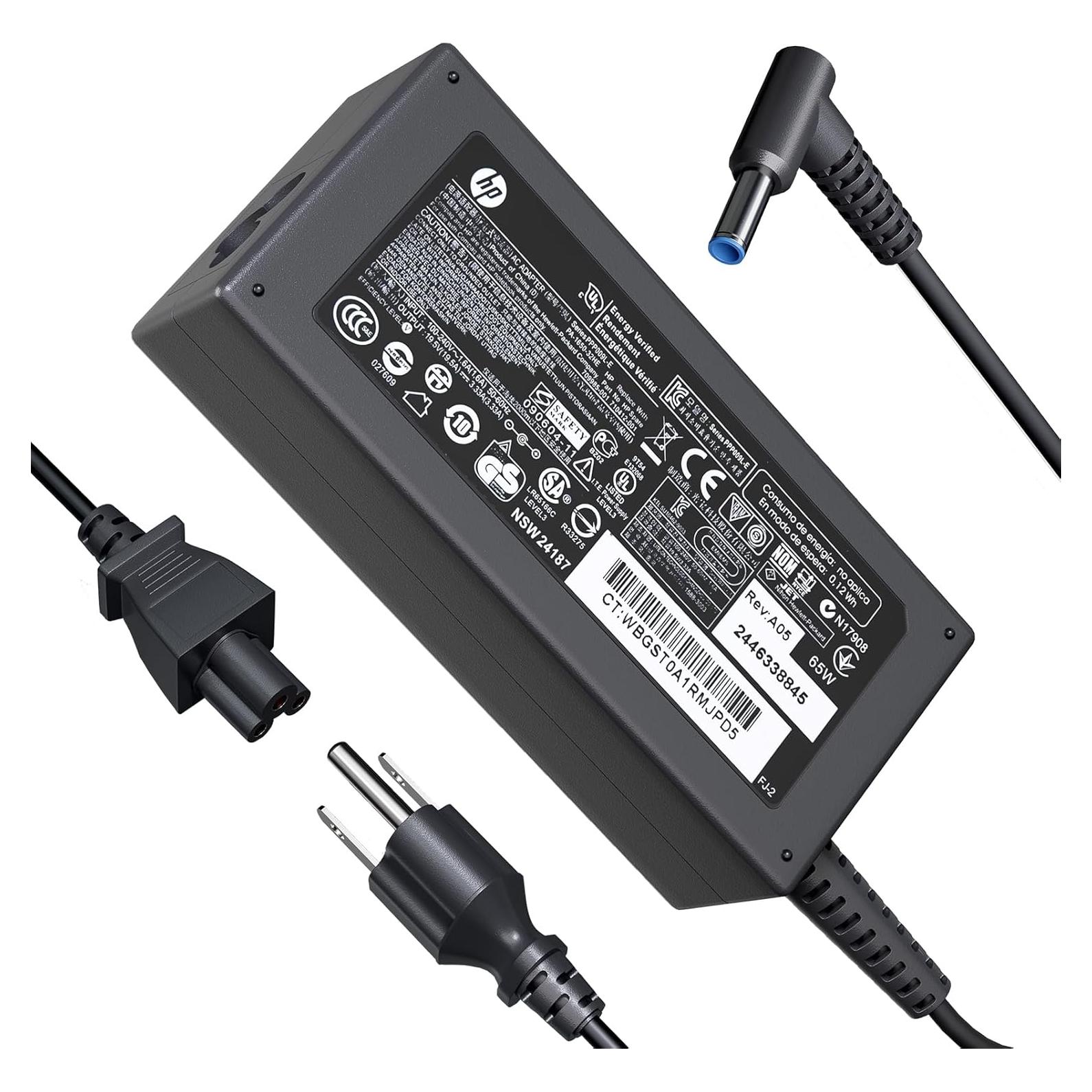 Cargador AC 65W para HP Probook y Elitebook con Punta Azul