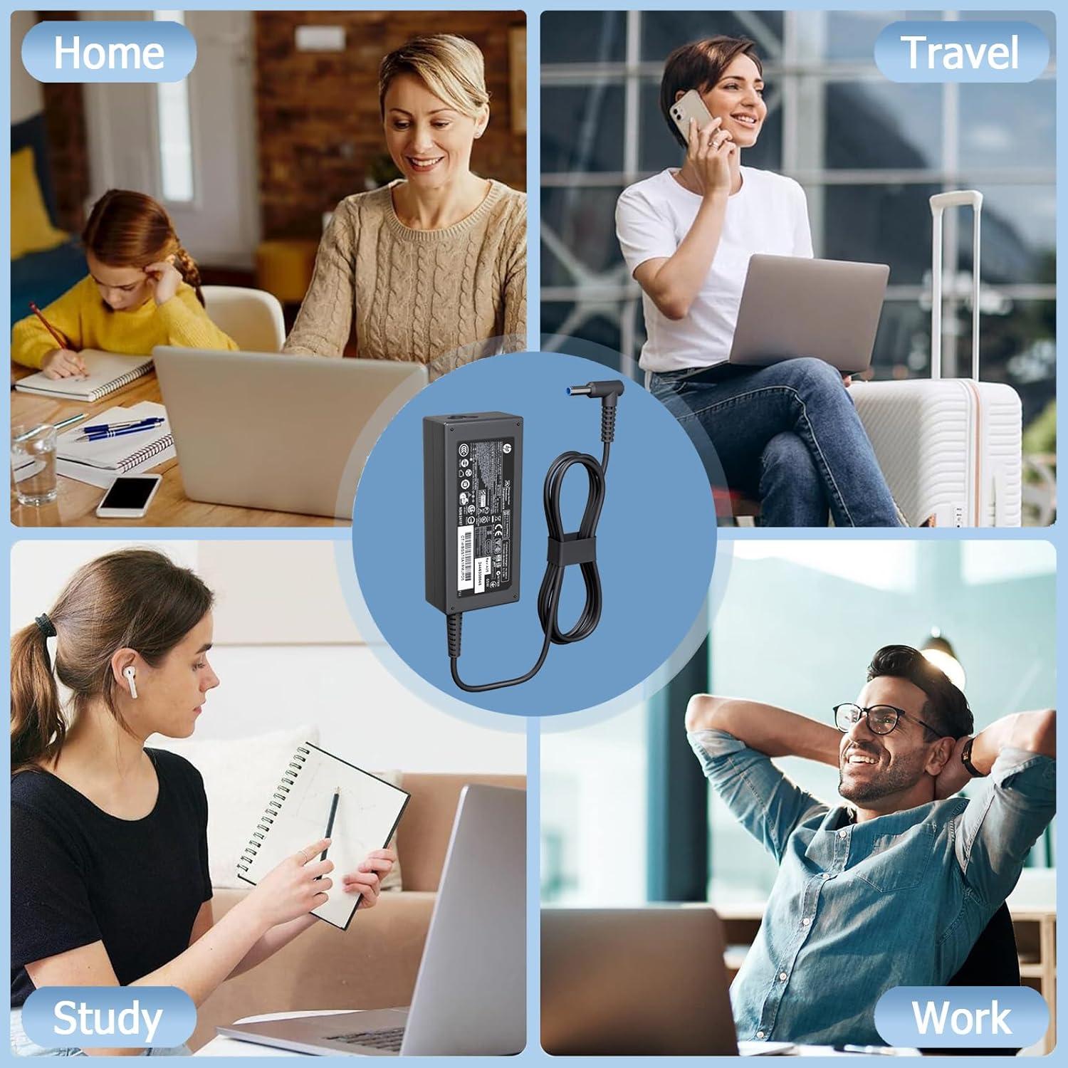 Cargador AC 65W para HP Probook y Elitebook con Punta Azul