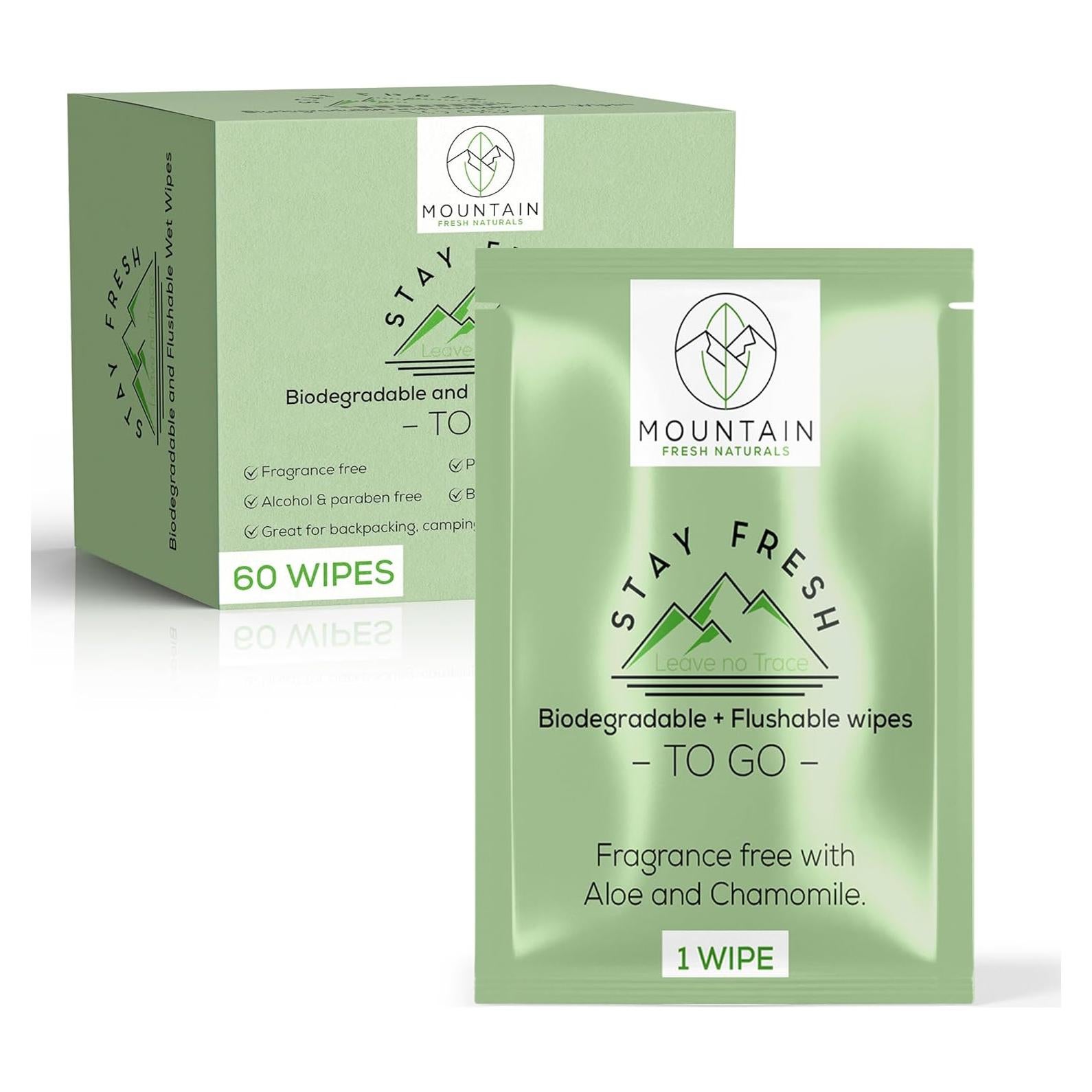 Toallitas Húmedas Desechables Mountain Fresh 60 Unidades Aloe Manzanilla