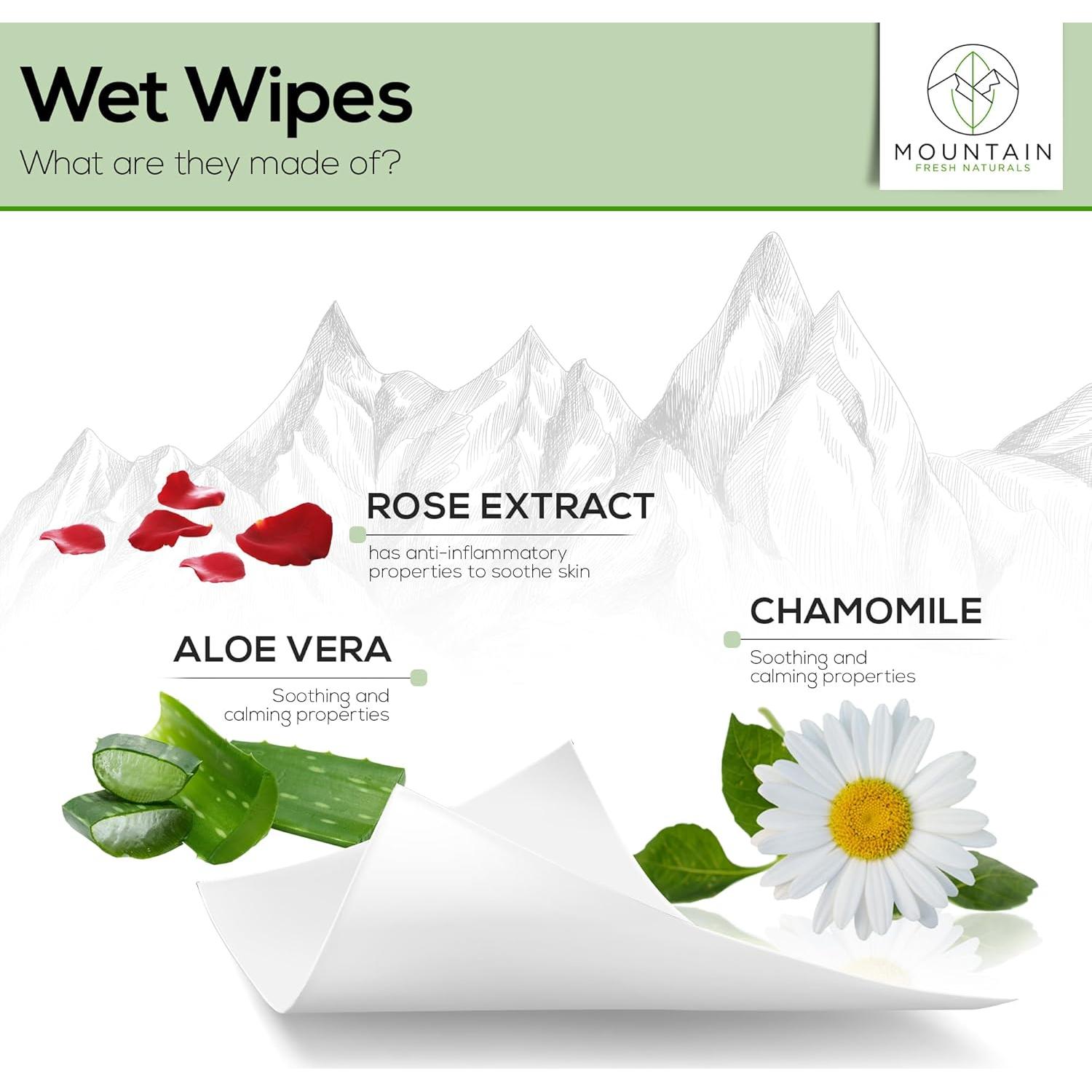 Toallitas Húmedas Desechables Mountain Fresh 60 Unidades Aloe Manzanilla